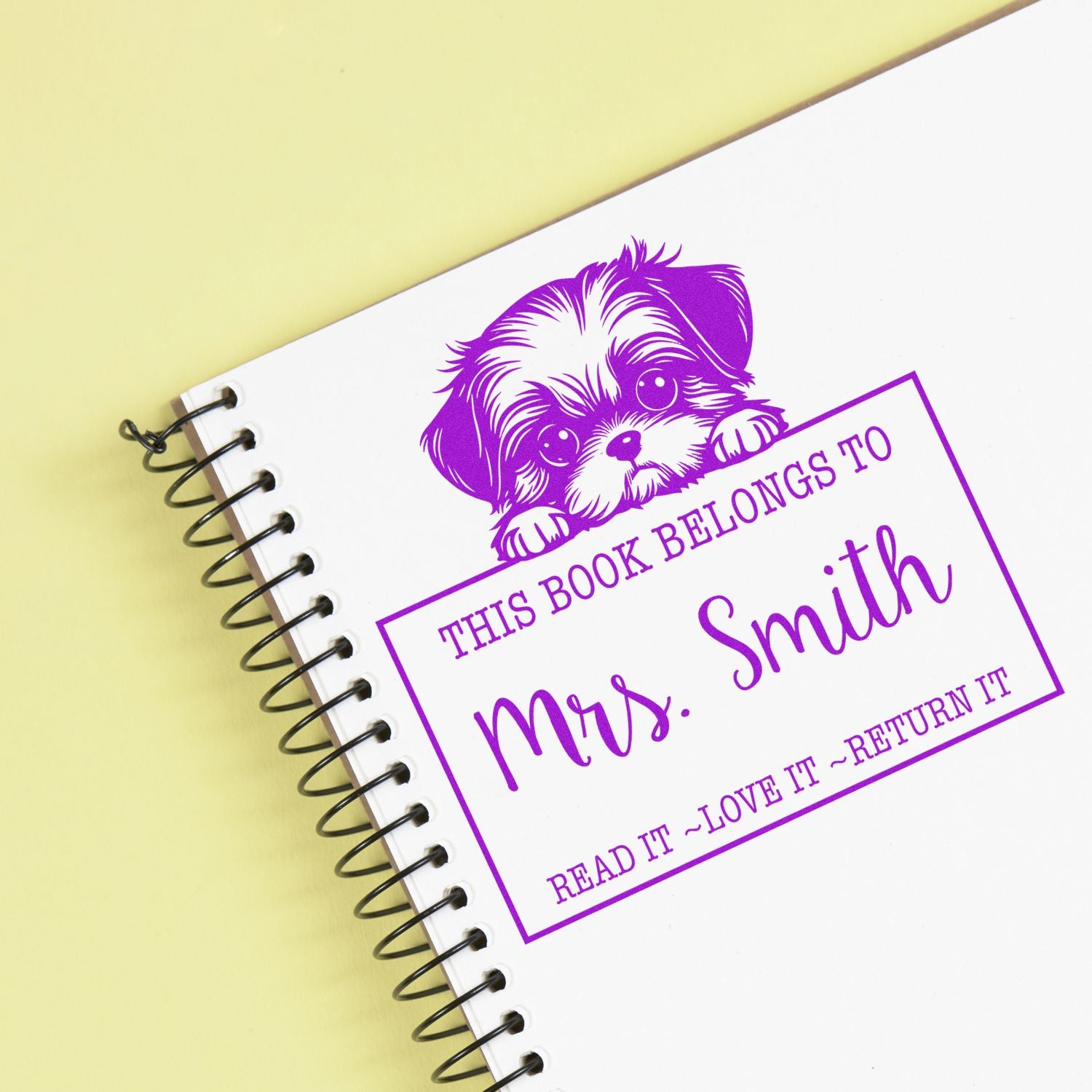 Cute Pre-Inked Shih Tzu Personalized Please Return Stamp - Engineer Seal Stamps
