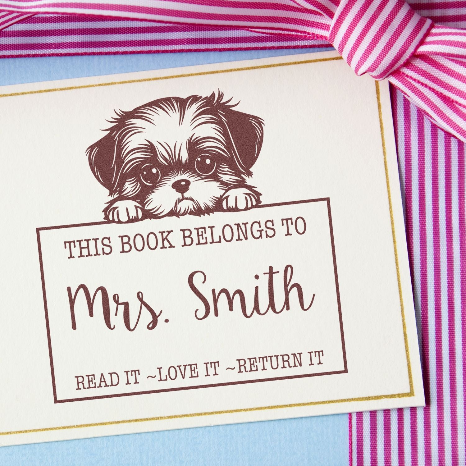 Slim Shih Tzu Customized Read It Love It Return It For Book Clubs Stamp - Engineer Seal Stamps