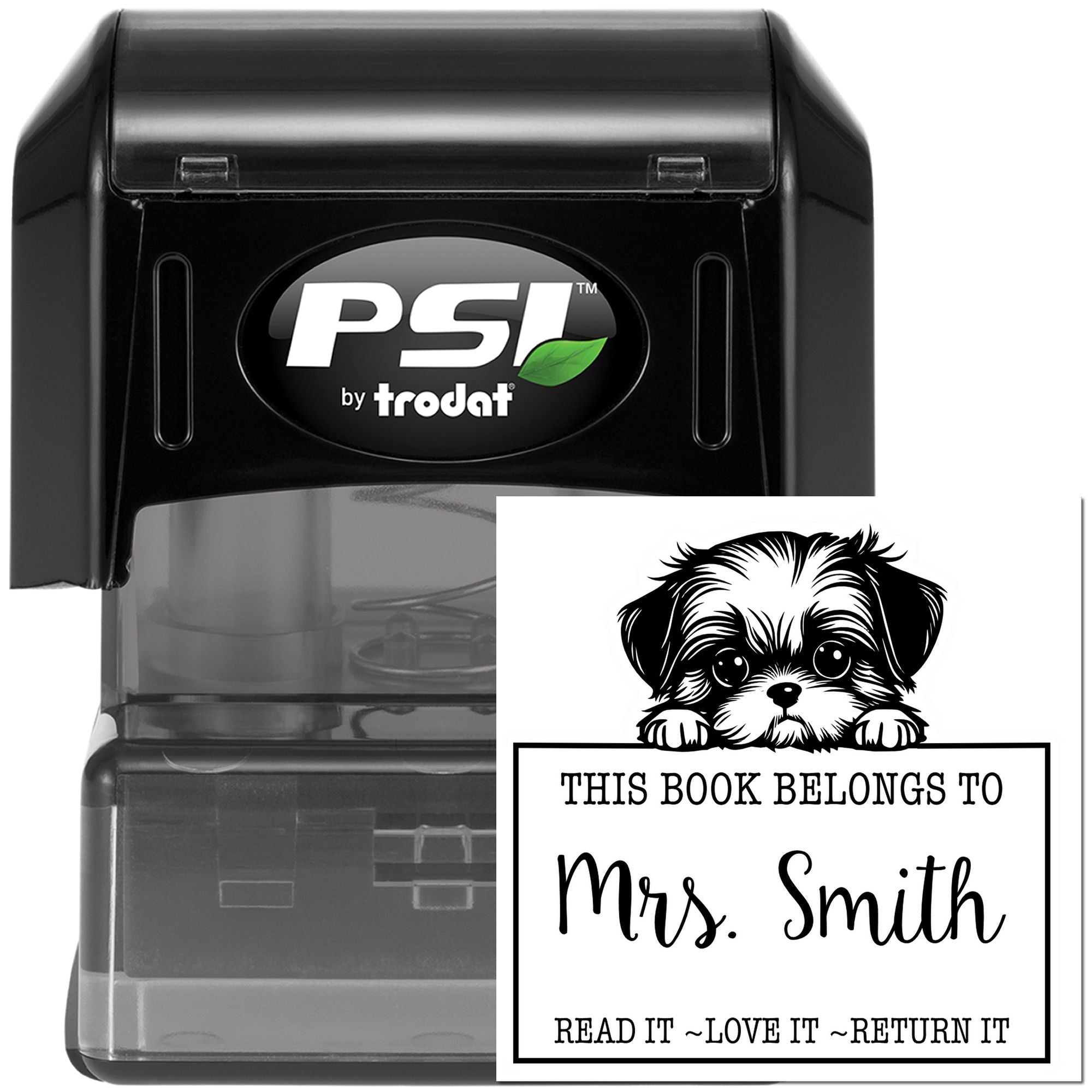 Cute Pre-Inked Shih Tzu Personalized Please Return Stamp - Engineer Seal Stamps