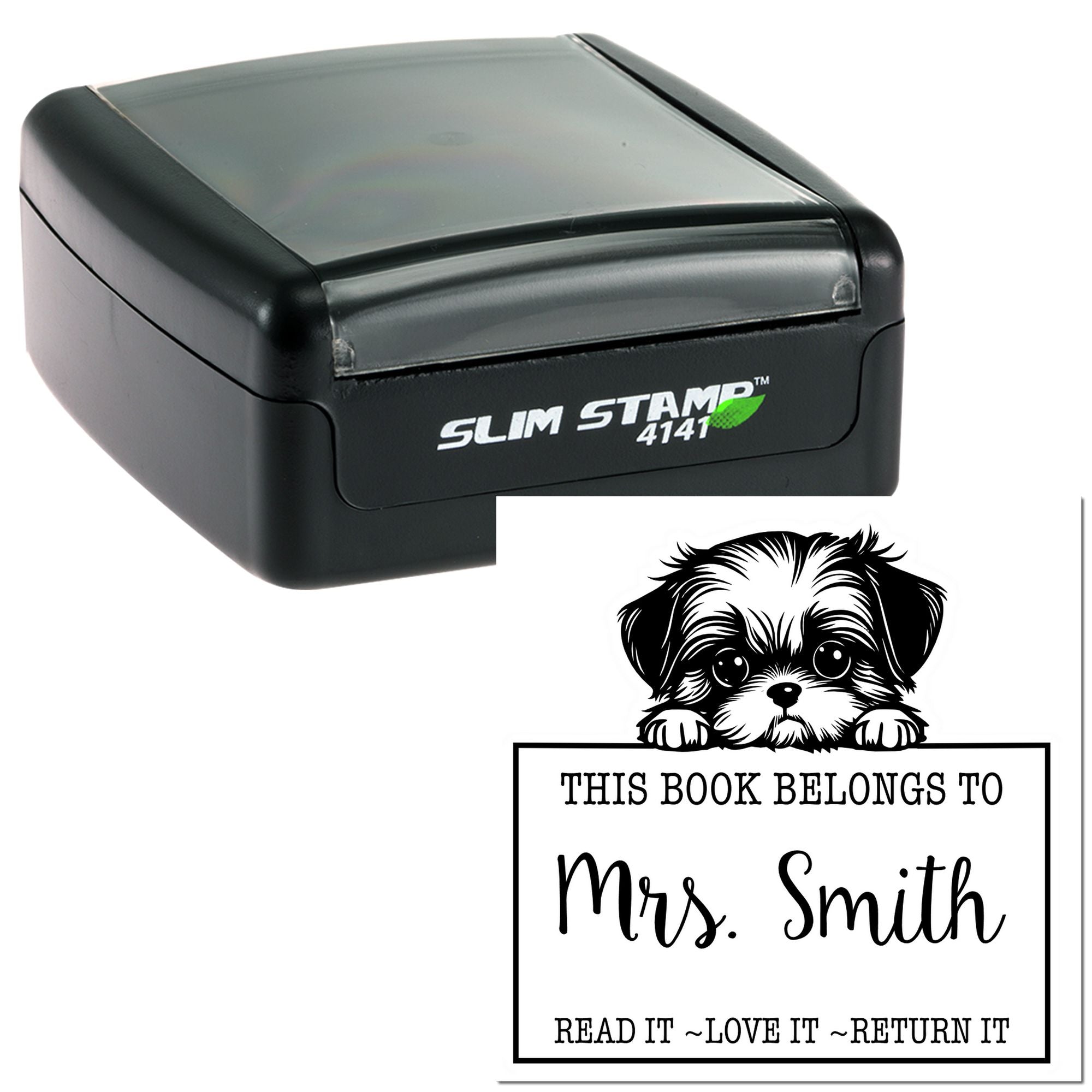 Slim Shih Tzu Customized Read It Love It Return It For Book Clubs Stamp - Engineer Seal Stamps