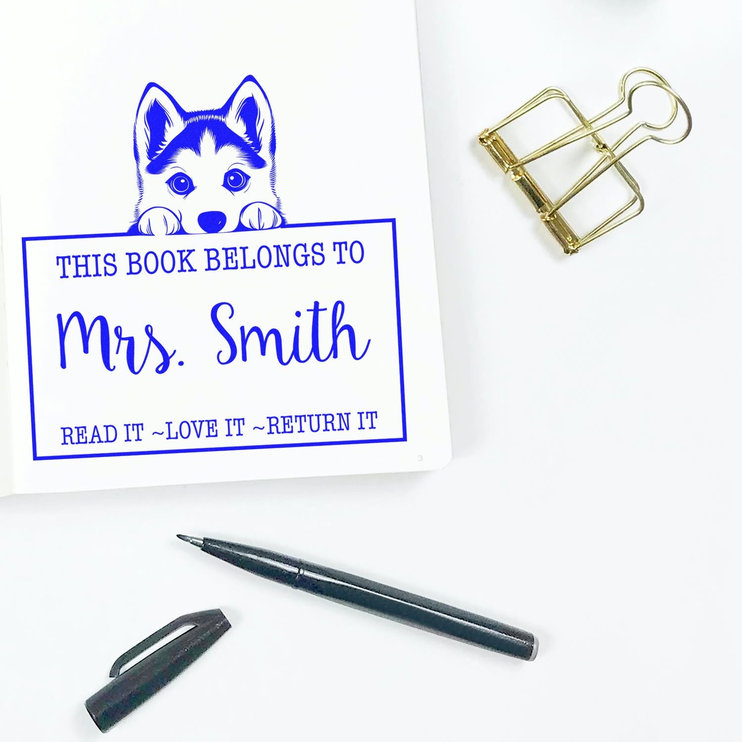 Slim Siberian Husky Customized Read It Love It Return It Customized Stamp - Engineer Seal Stamps