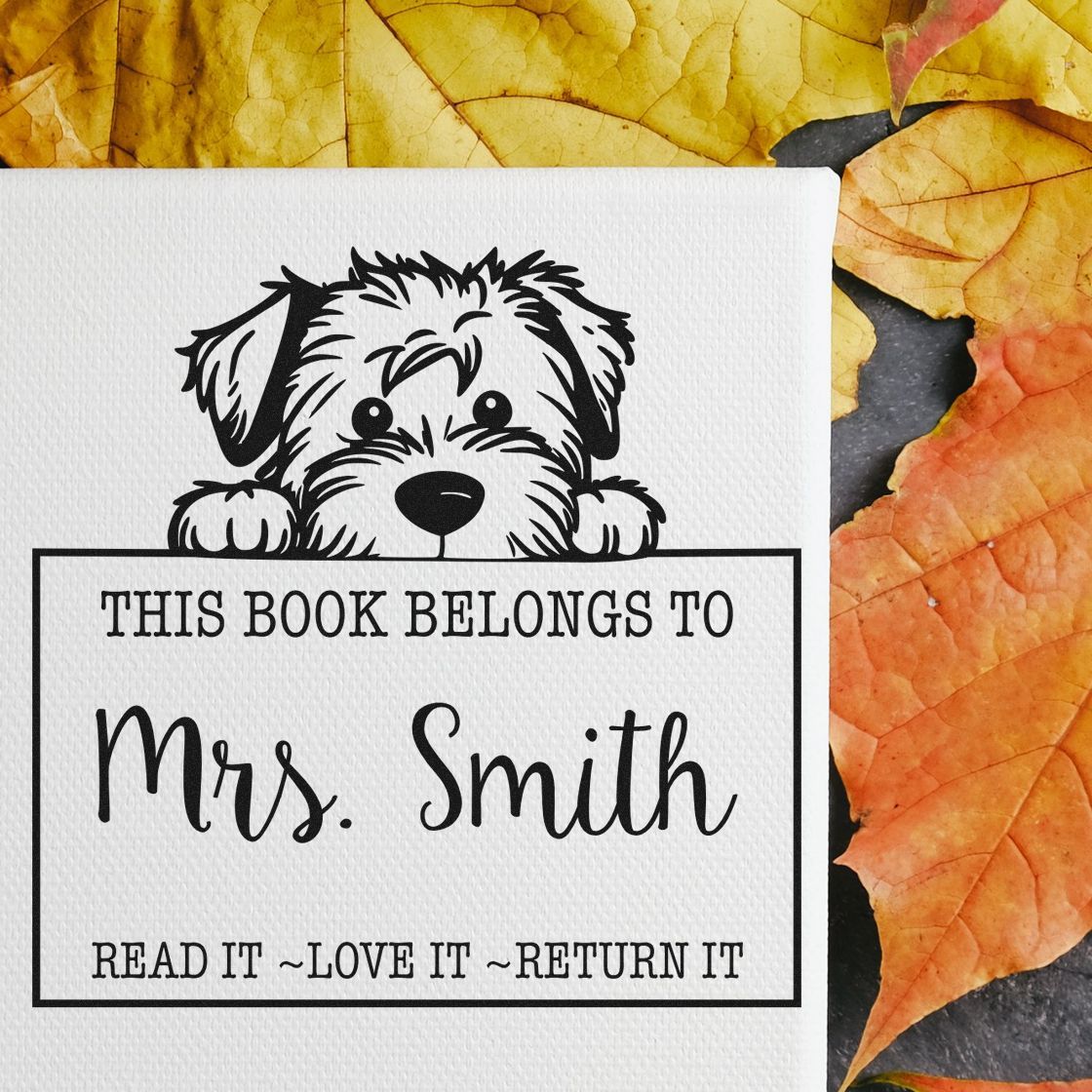Soft Coated Wheaten Terrier Personalizable Book Circulation Rubber Stamp - Engineer Seal Stamps