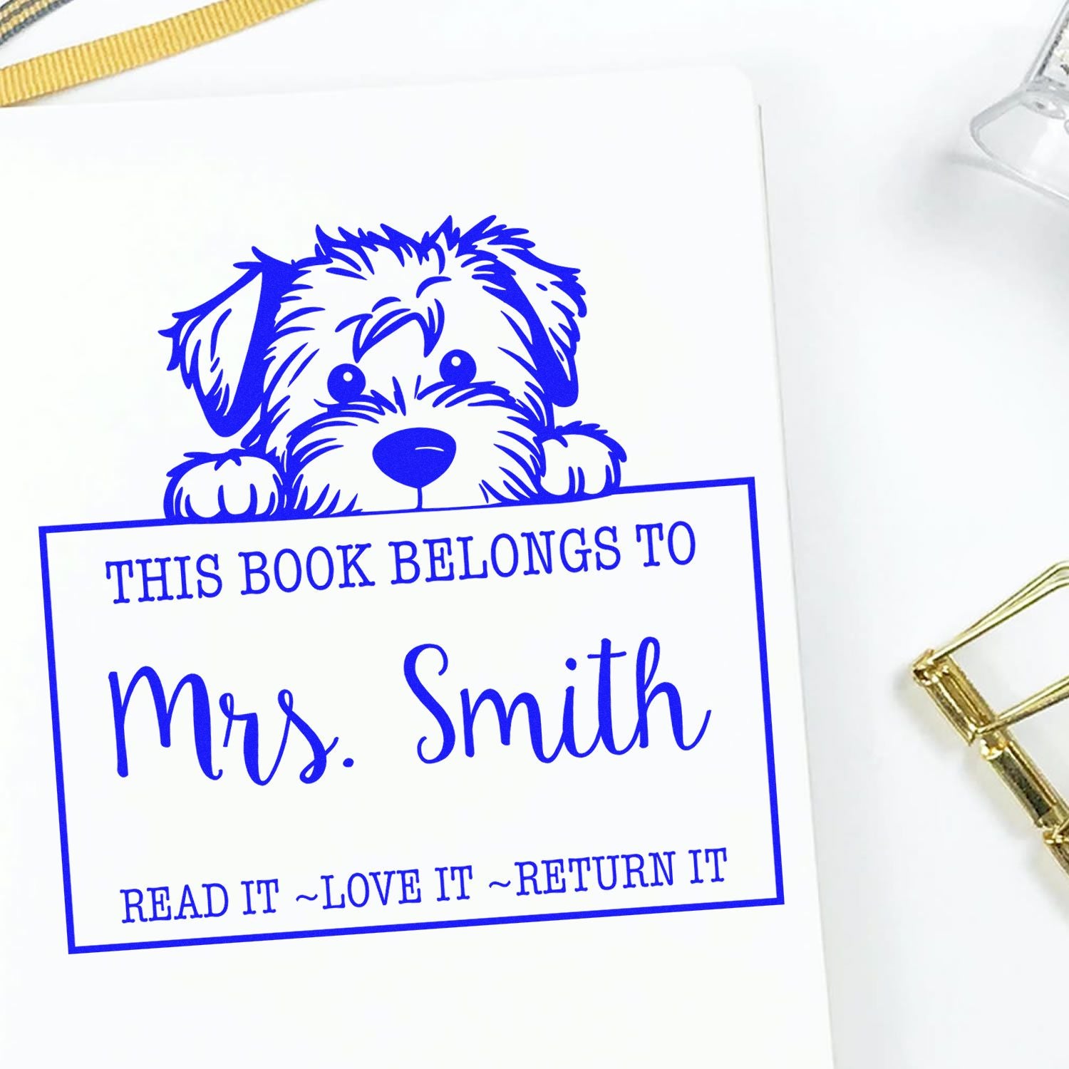 Slim Soft Coated Wheaten Terrier Customized Read It Love It Return It Customizable Stamp - Engineer Seal Stamps