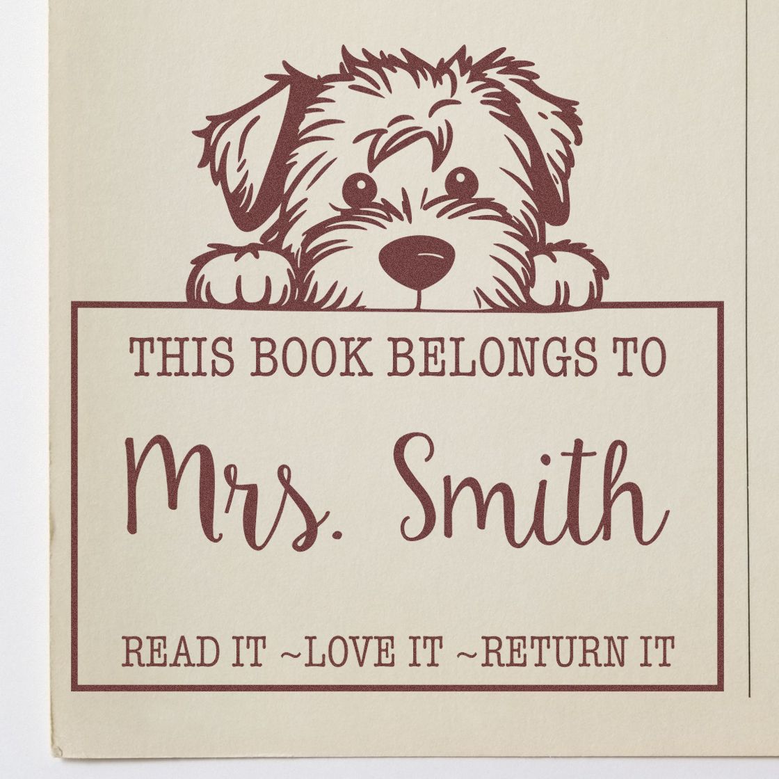 Soft Coated Wheaten Terrier Personalizable Book Circulation Rubber Stamp - Engineer Seal Stamps