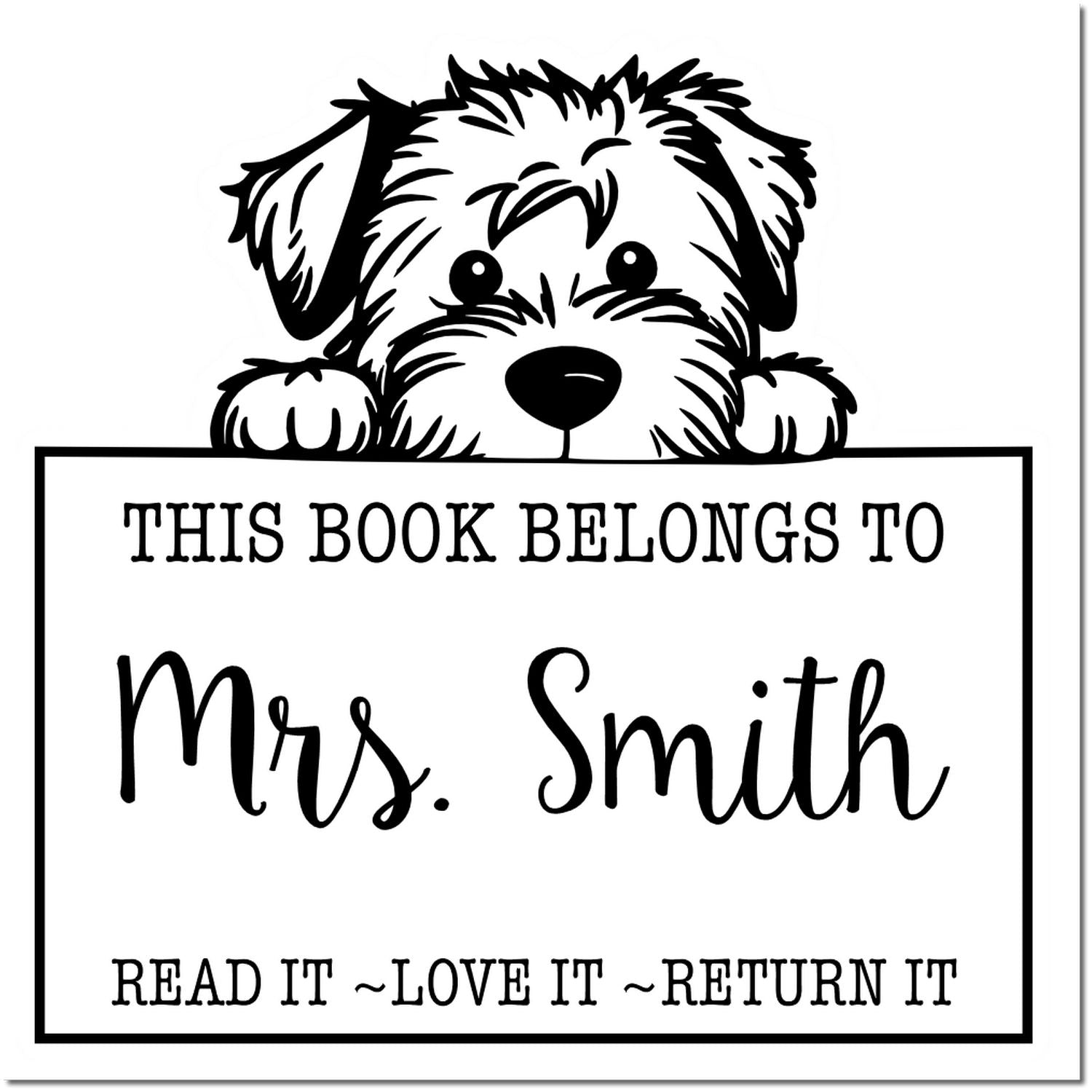 Cute Pre-Inked Soft Coated Wheaten Terrier Personalized Name For Books Stamp - Engineer Seal Stamps