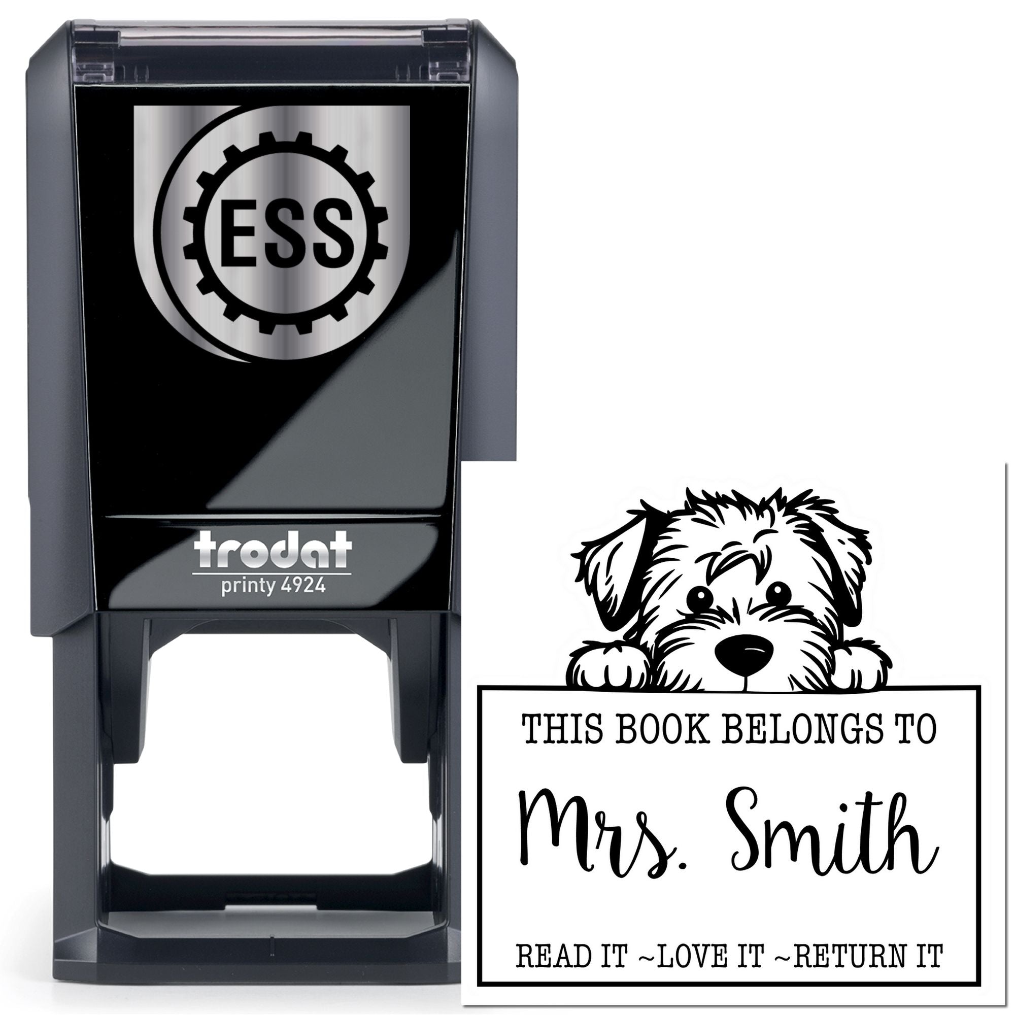 Self-Inking Soft Coated Wheaten Terrier Personalized Read It Love It Return It Personalizable Stamp - Engineer Seal Stamps