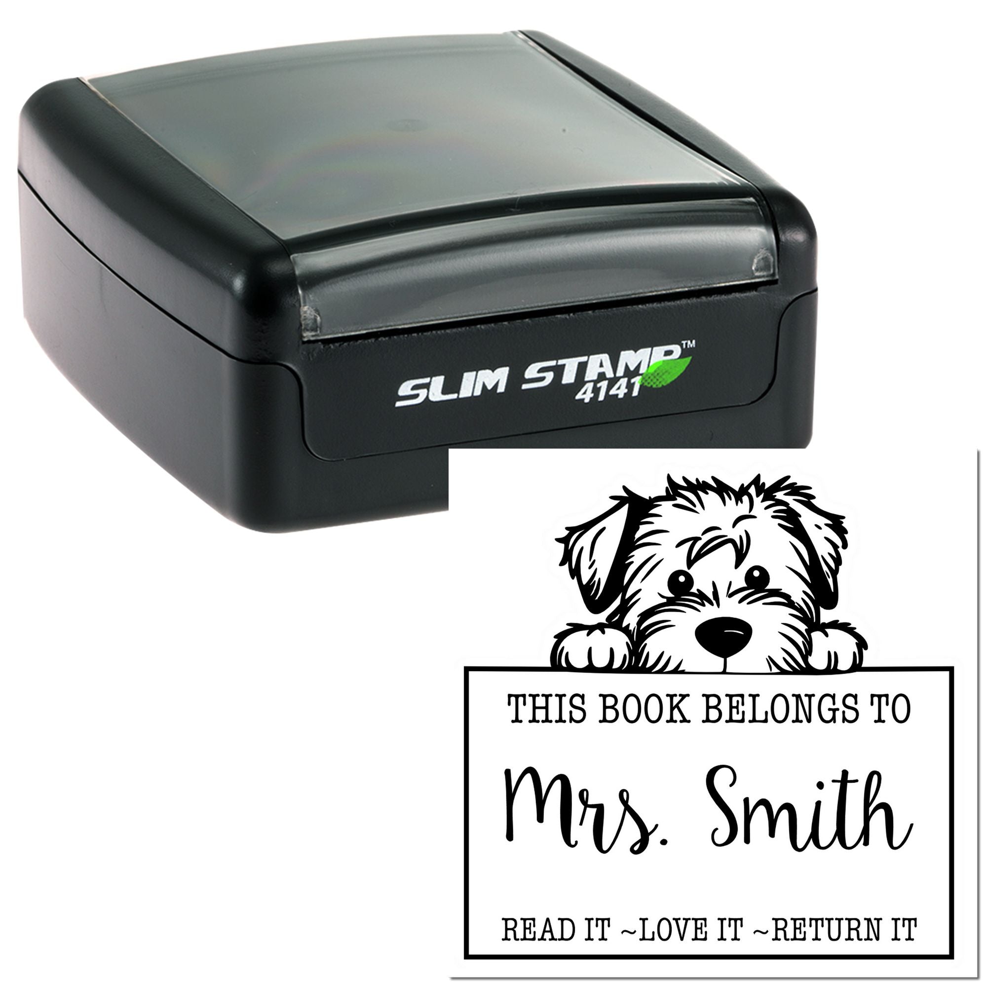 Slim Soft Coated Wheaten Terrier Customized Read It Love It Return It Customizable Stamp - Engineer Seal Stamps