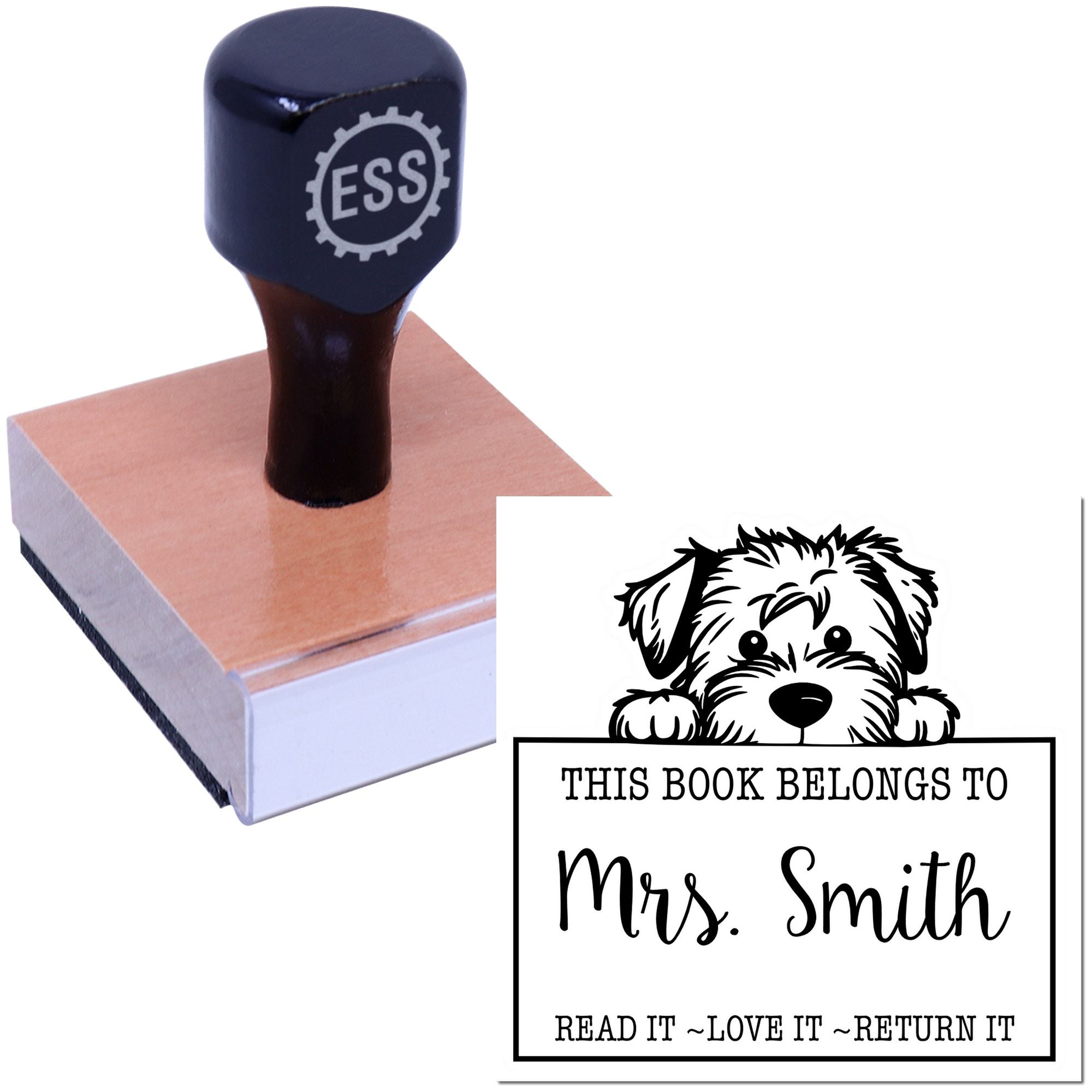 Soft Coated Wheaten Terrier Personalizable Book Circulation Rubber Stamp