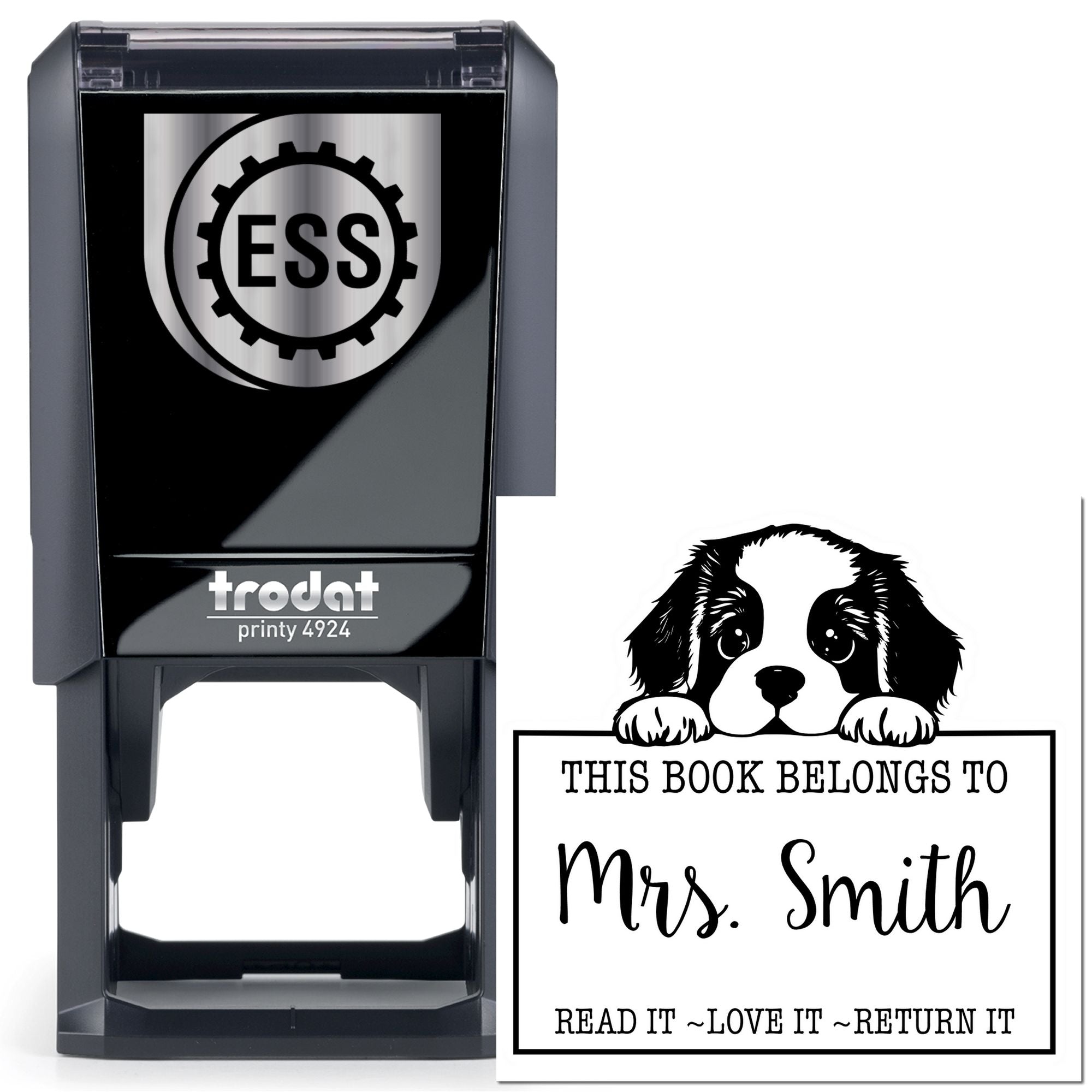 Self-Inking St Bernard Personalized Read It Love It Return It Stamp - Engineer Seal Stamps