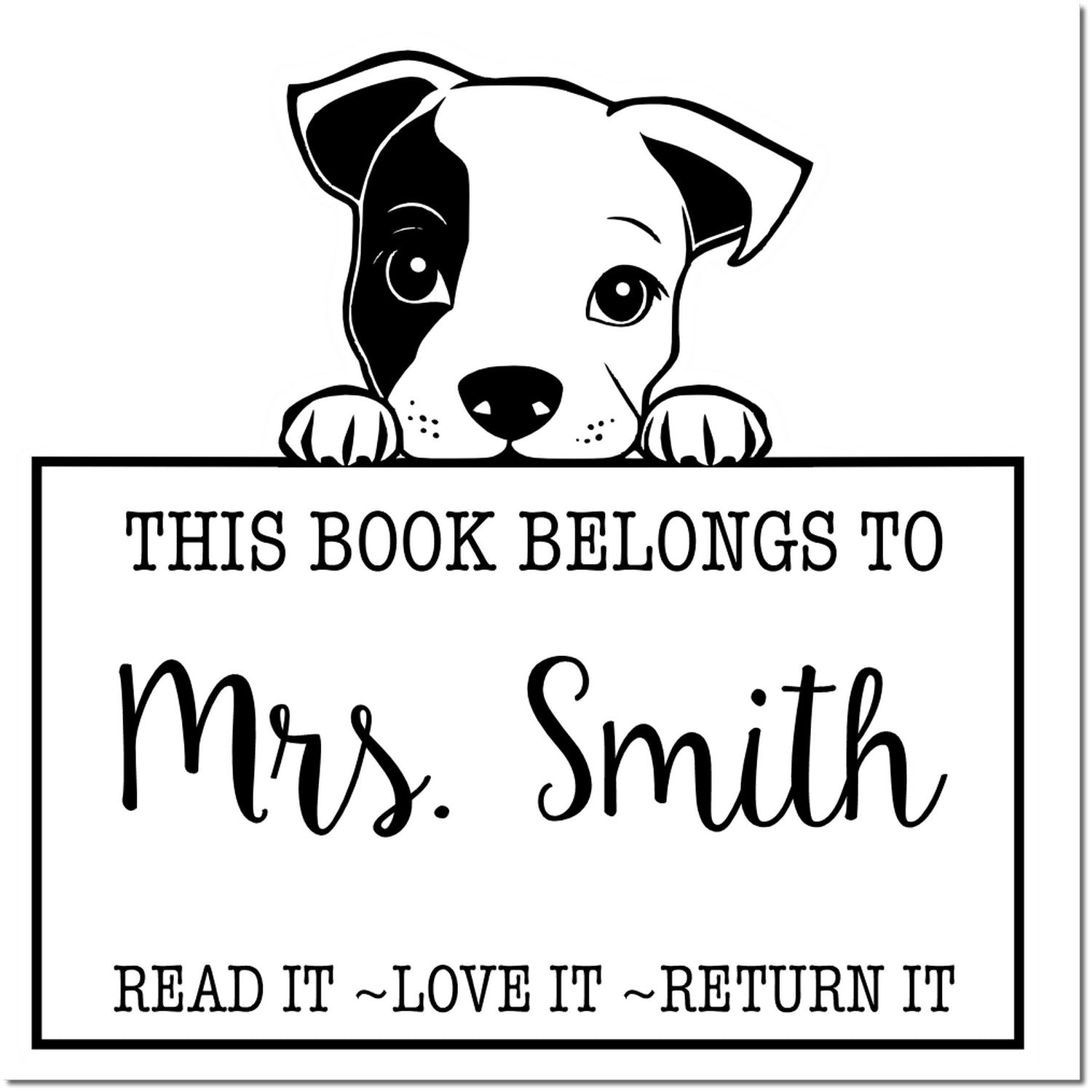 Slim Staffordshire Bull Terrier Customized Read It Love It Return It Custom Stamp - Engineer Seal Stamps