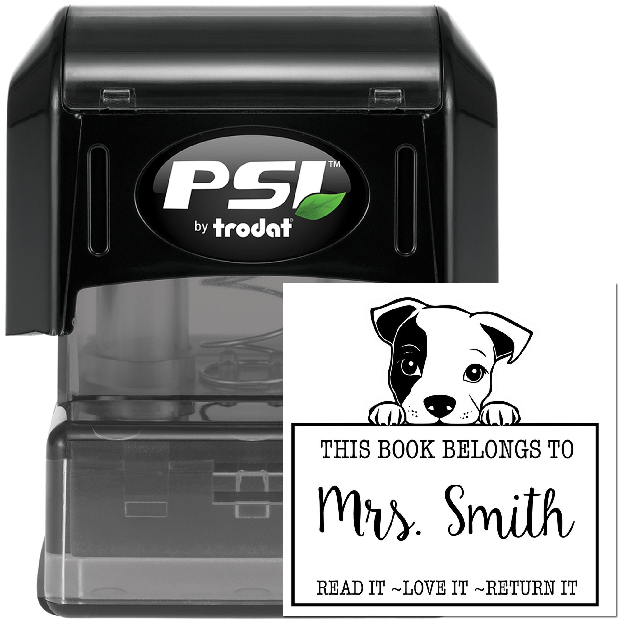 Cute Pre-Inked Staffordshire Bull Terrier Personalized Library With Name Stamp - Engineer Seal Stamps