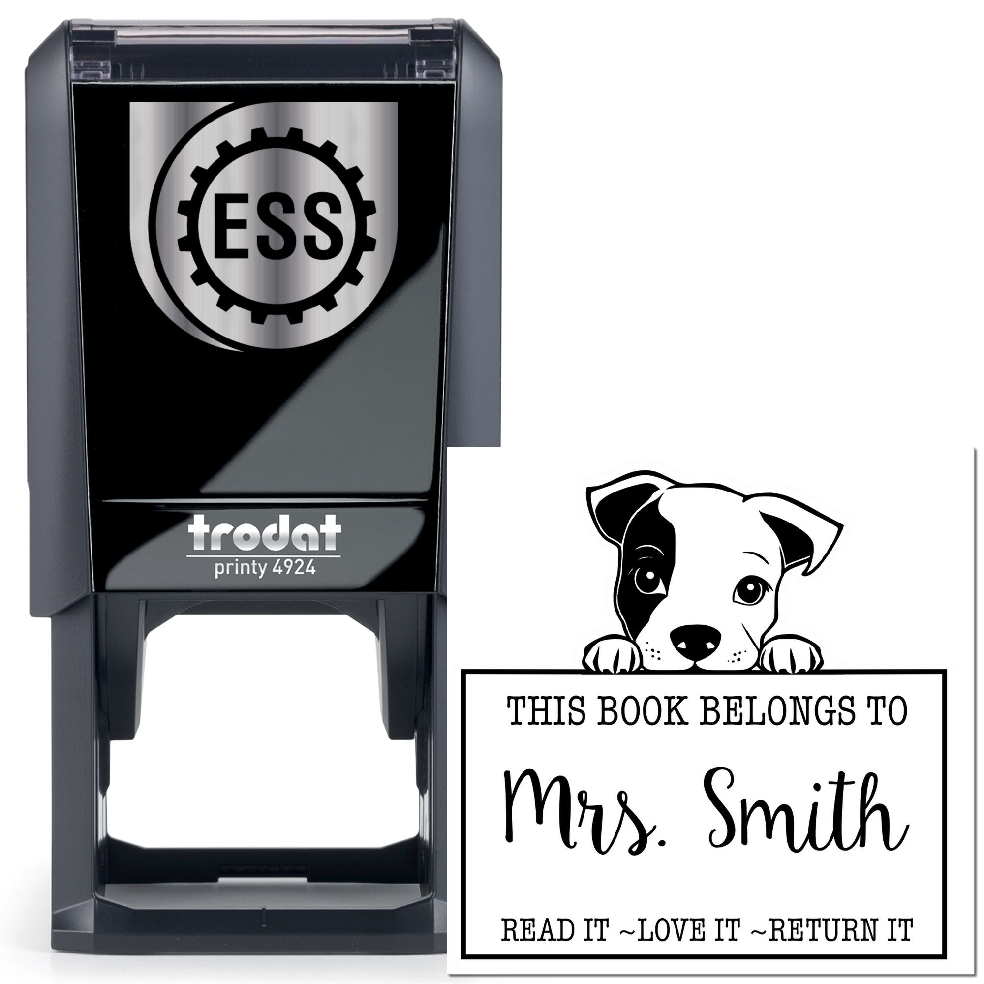 Self-Inking Staffordshire Bull Terrier Personalized Read It Love It Return It Personalized Stamp - Engineer Seal Stamps