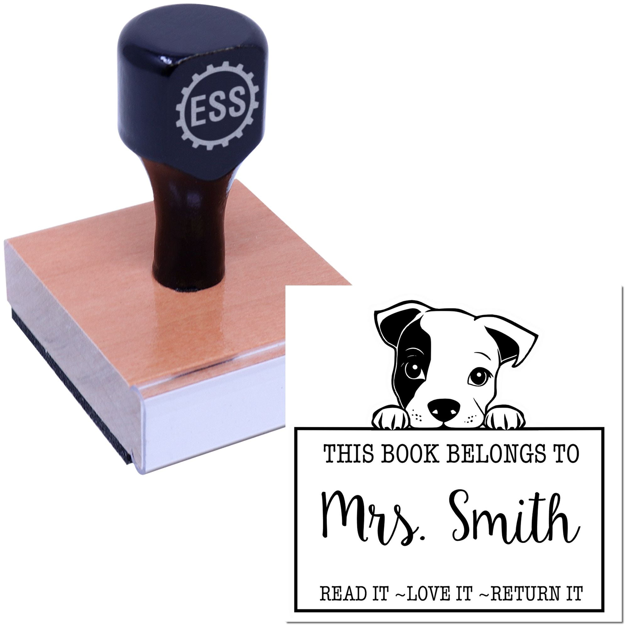 Staffordshire Bull Terrier Personalizable Book Collection Rubber Stamp