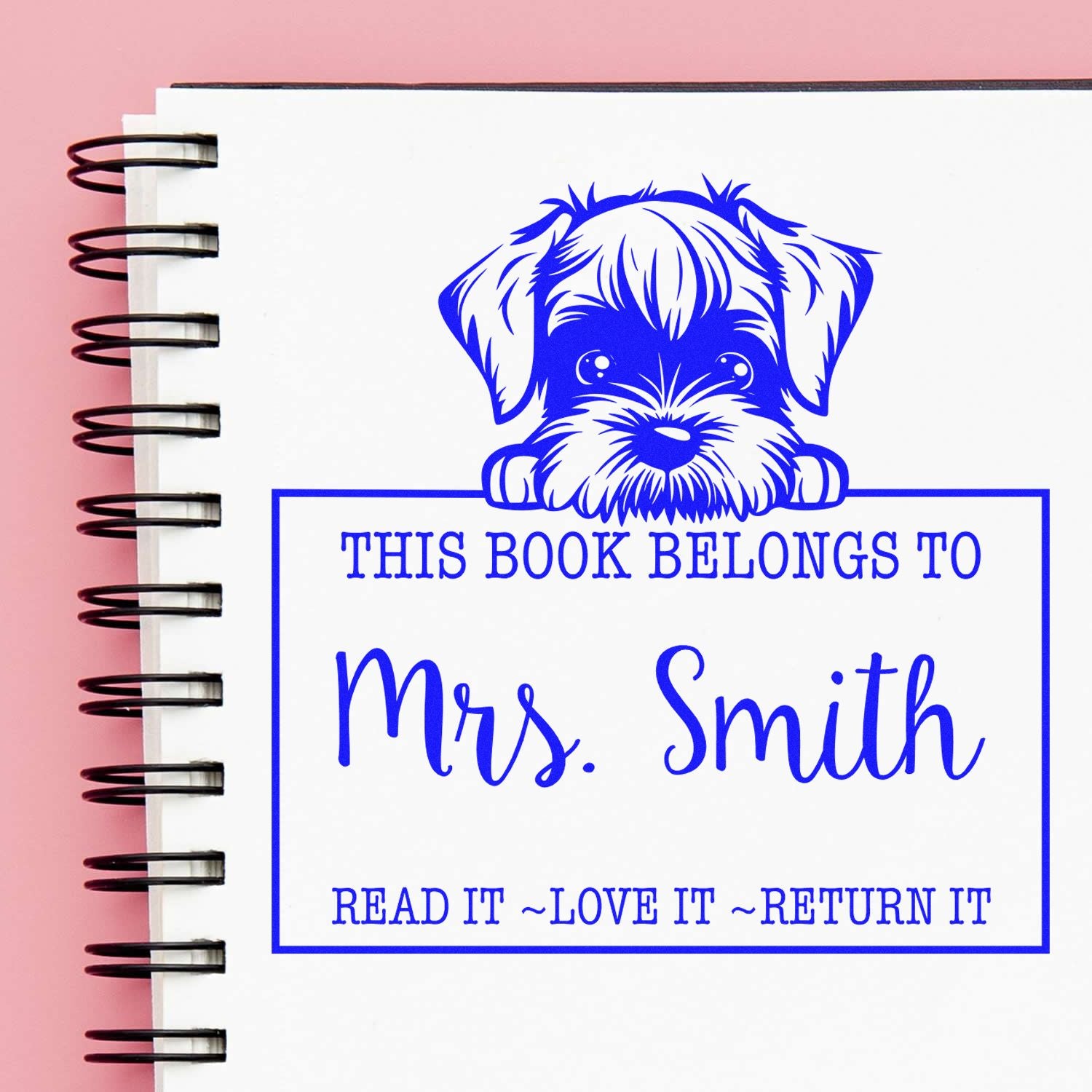 Self-Inking Standard Schnauzer Personalized Read It Love It Return It Rubber Stamp - Engineer Seal Stamps