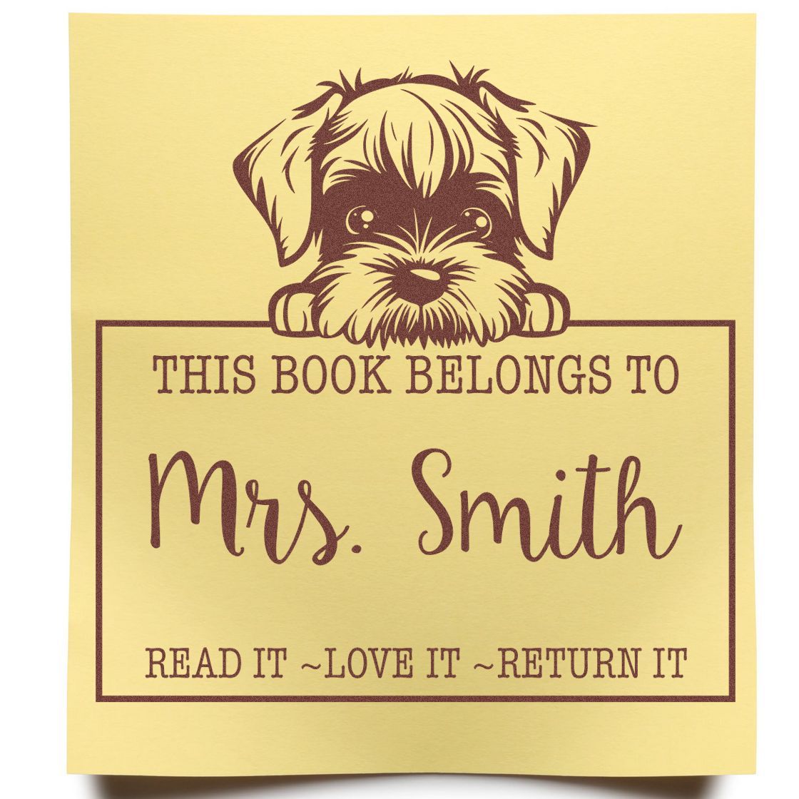 Standard Schnauzer Personalizable Book Label Rubber Stamp - Engineer Seal Stamps