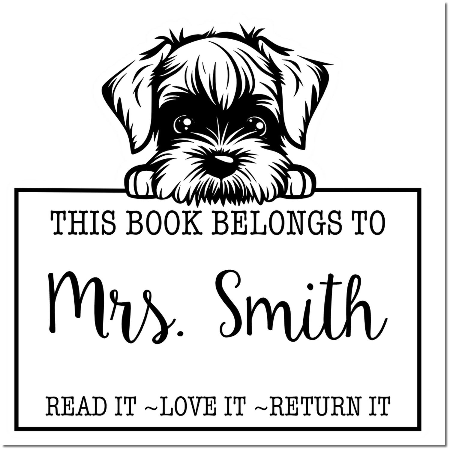 Standard Schnauzer Personalizable Book Label Rubber Stamp - Engineer Seal Stamps