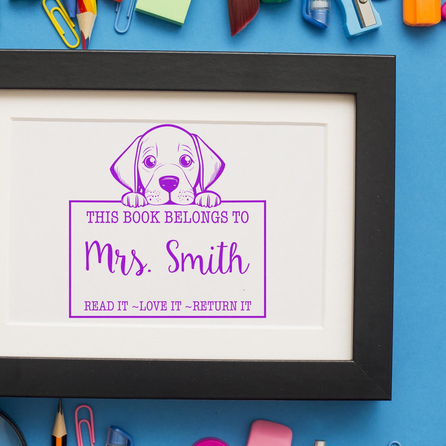 Vizsla Personalizable Book Lover Rubber Stamp