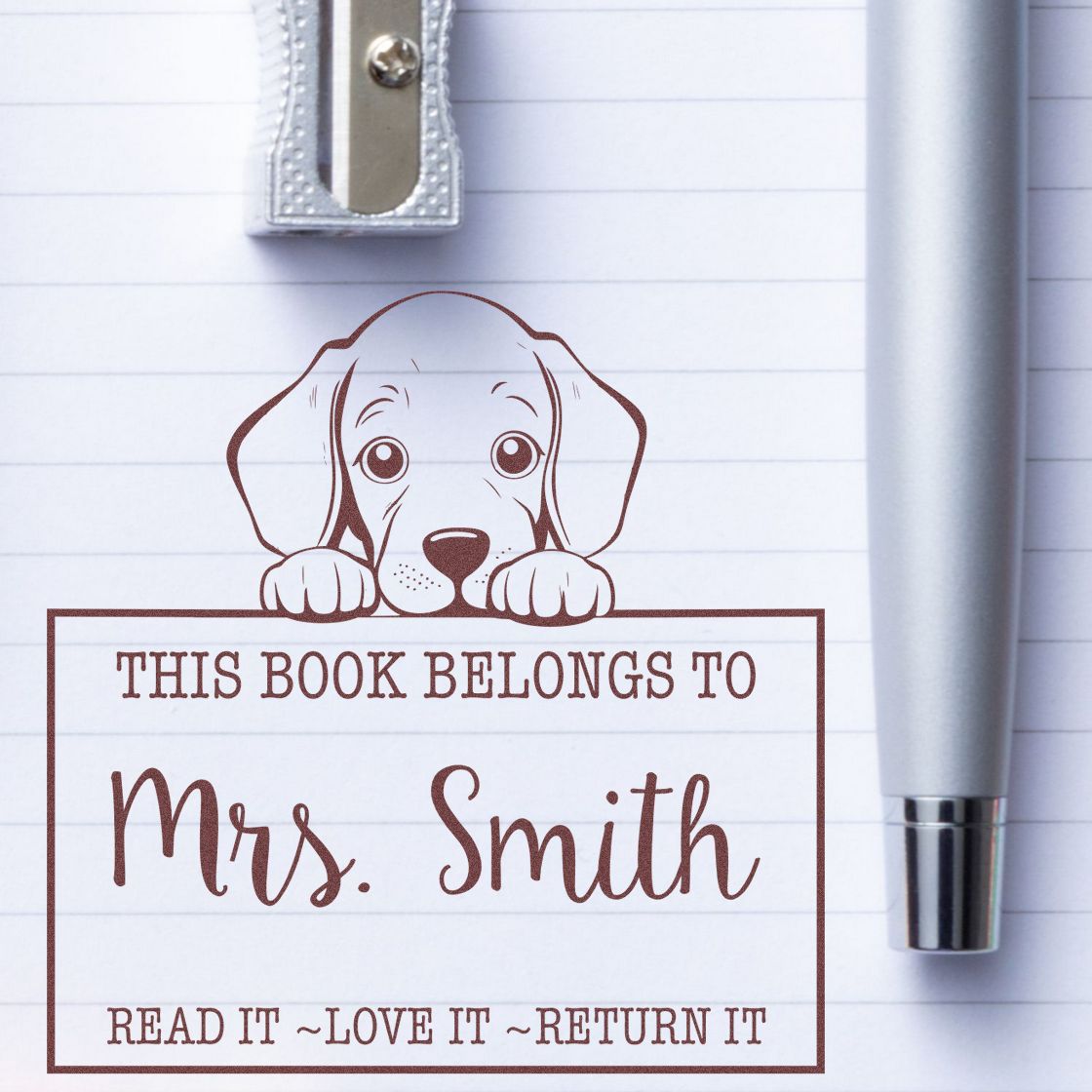 Pre-Inked Weimaraner Personalized Librarian Stamp - Engineer Seal Stamps