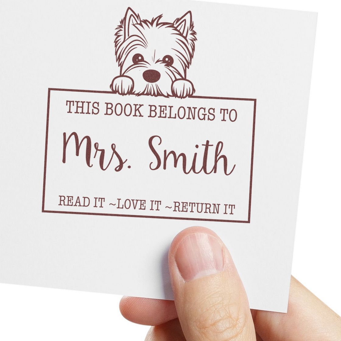 Self-Inking West Highland White Terrier Personalized Read It Love It Stamp - Engineer Seal Stamps