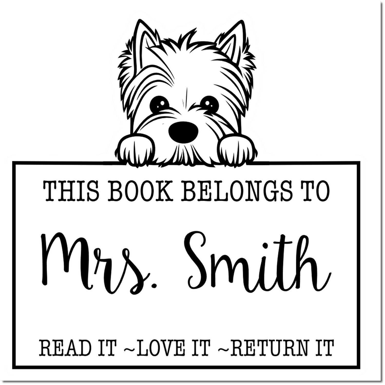 Pre-Inked West Highland White Terrier Personalized Home Library Stamp - Engineer Seal Stamps