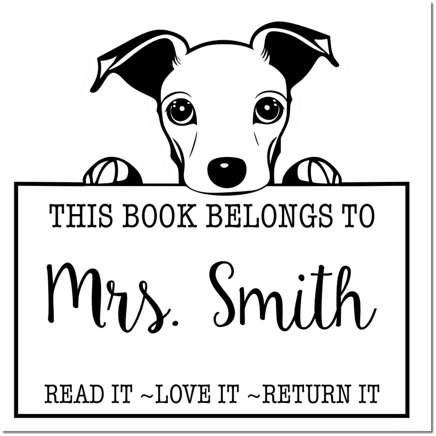 Pre-Inked Whippet Personalized Gift For Book Lovers Stamp - Engineer Seal Stamps