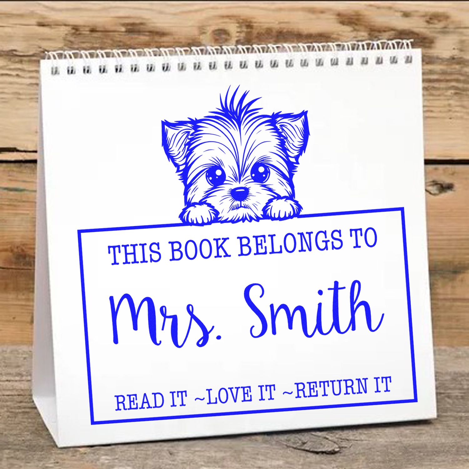 Yorkshire Terrier Personalizable Book Rubber Stamp - Engineer Seal Stamps