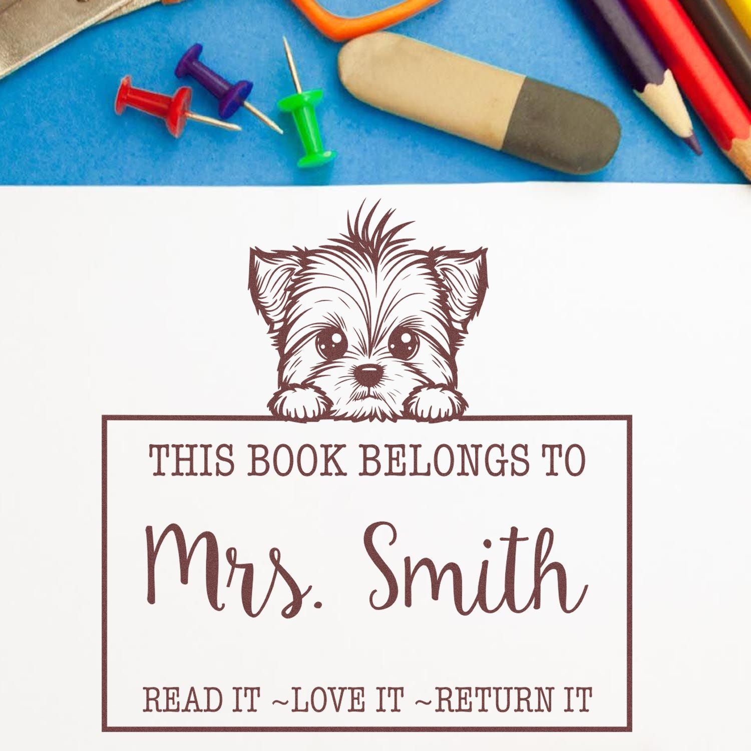Slim Yorkshire Terrier Customized Library With Name Stamp - Engineer Seal Stamps