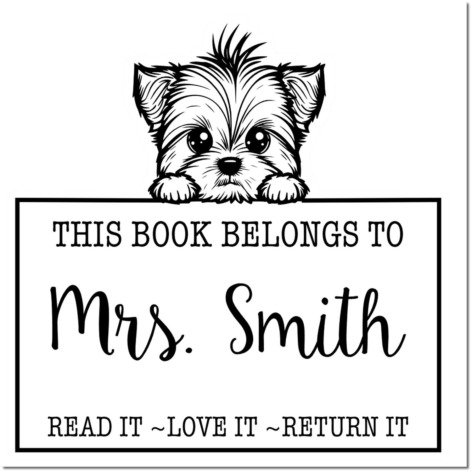 Yorkshire Terrier Personalizable Book Rubber Stamp - Engineer Seal Stamps