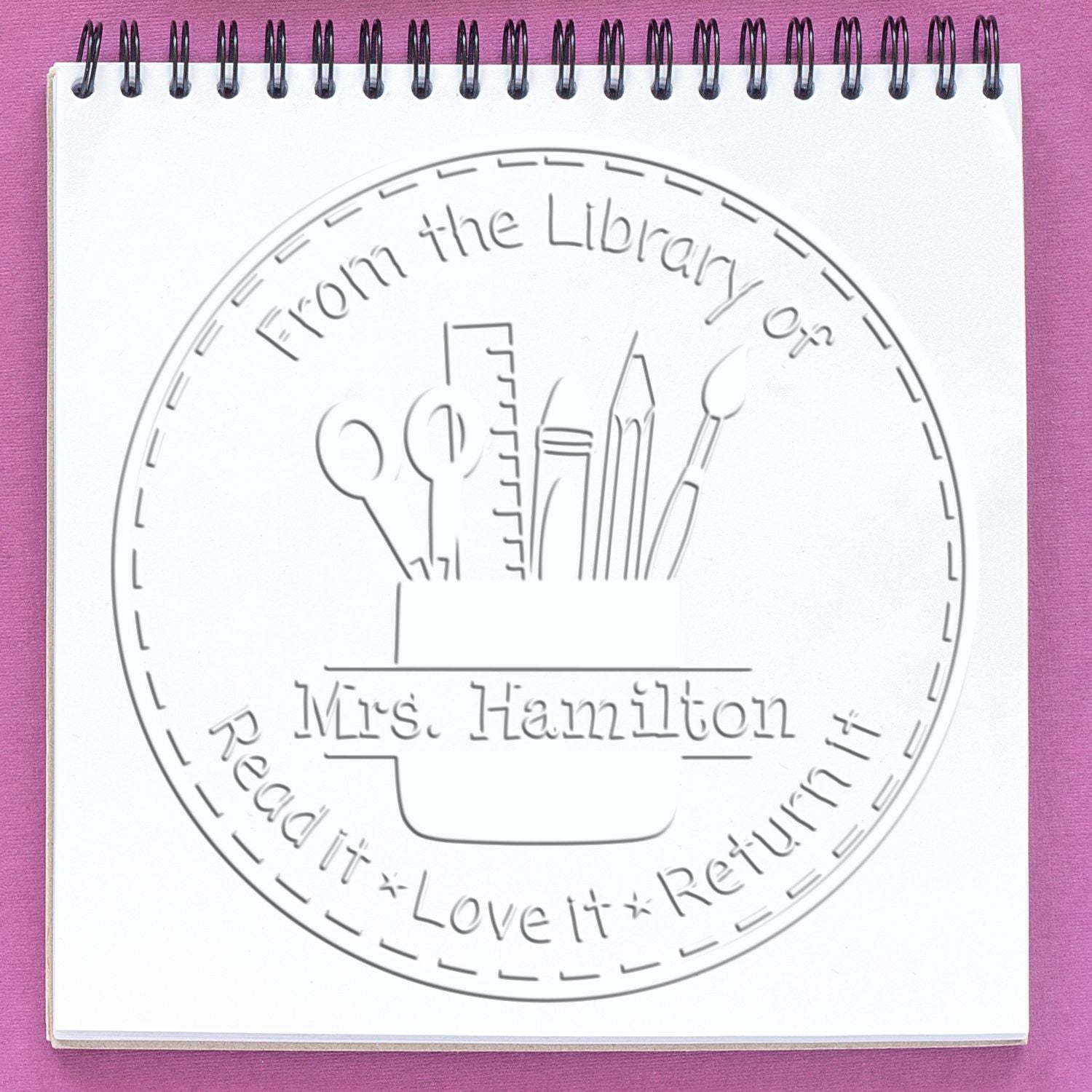 Hybrid Art Mug Personalized Teacher Bookplate Embosser - Engineer Seal Stamps