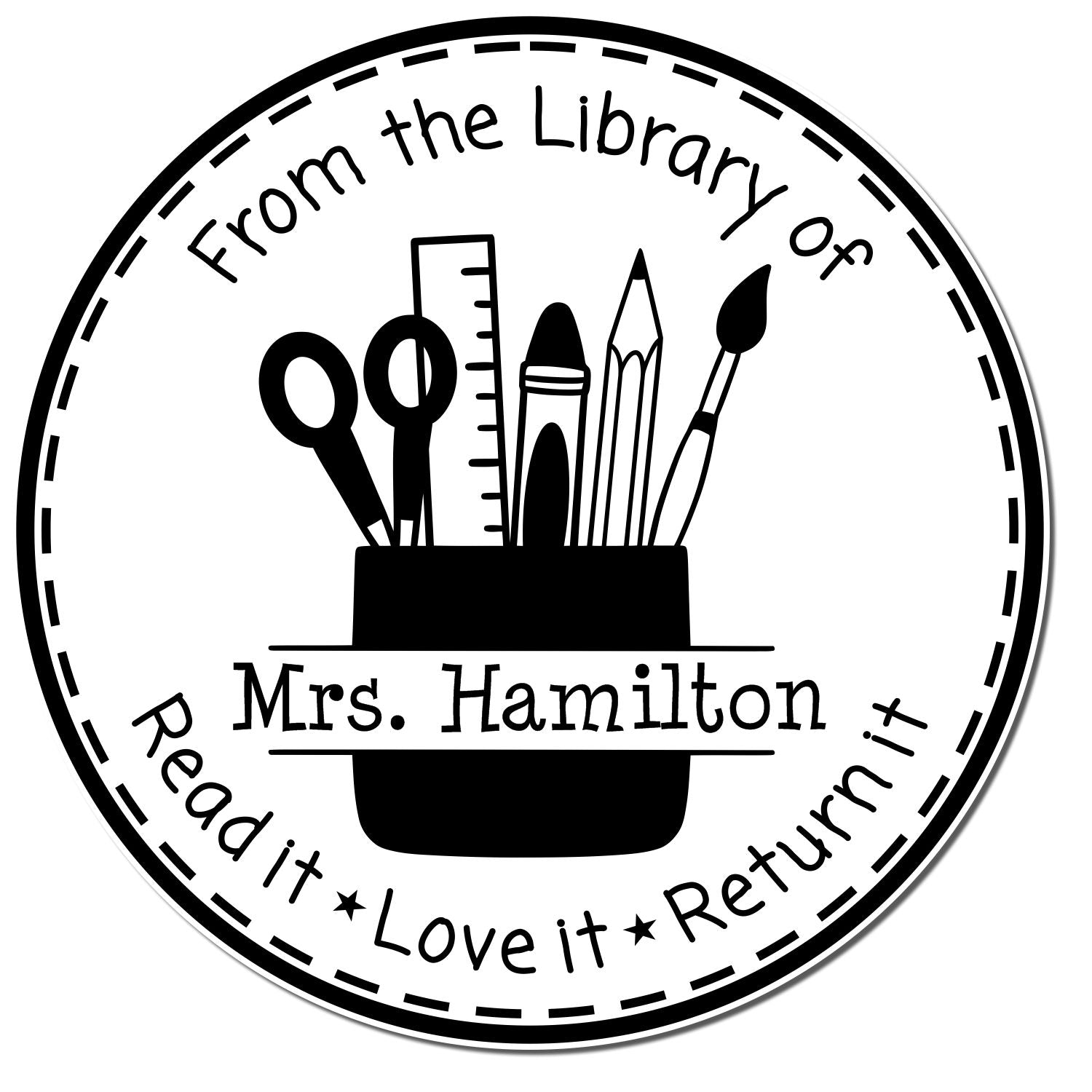 Art Mug PSI Pre-Inked Personalizable Individualized Teacher Book Stamp - Engineer Seal Stamps