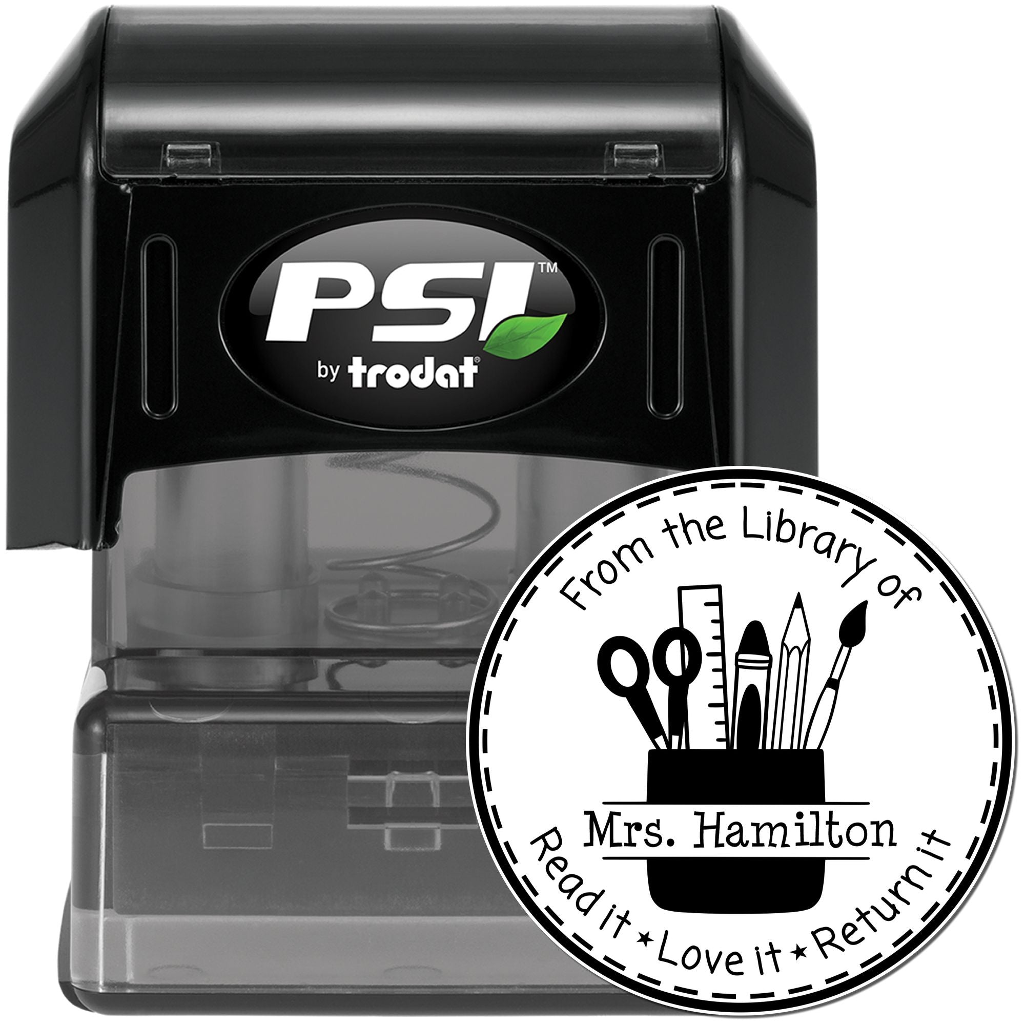 Art Mug PSI Pre-Inked Personalizable Individualized Teacher Book Stamp - Engineer Seal Stamps