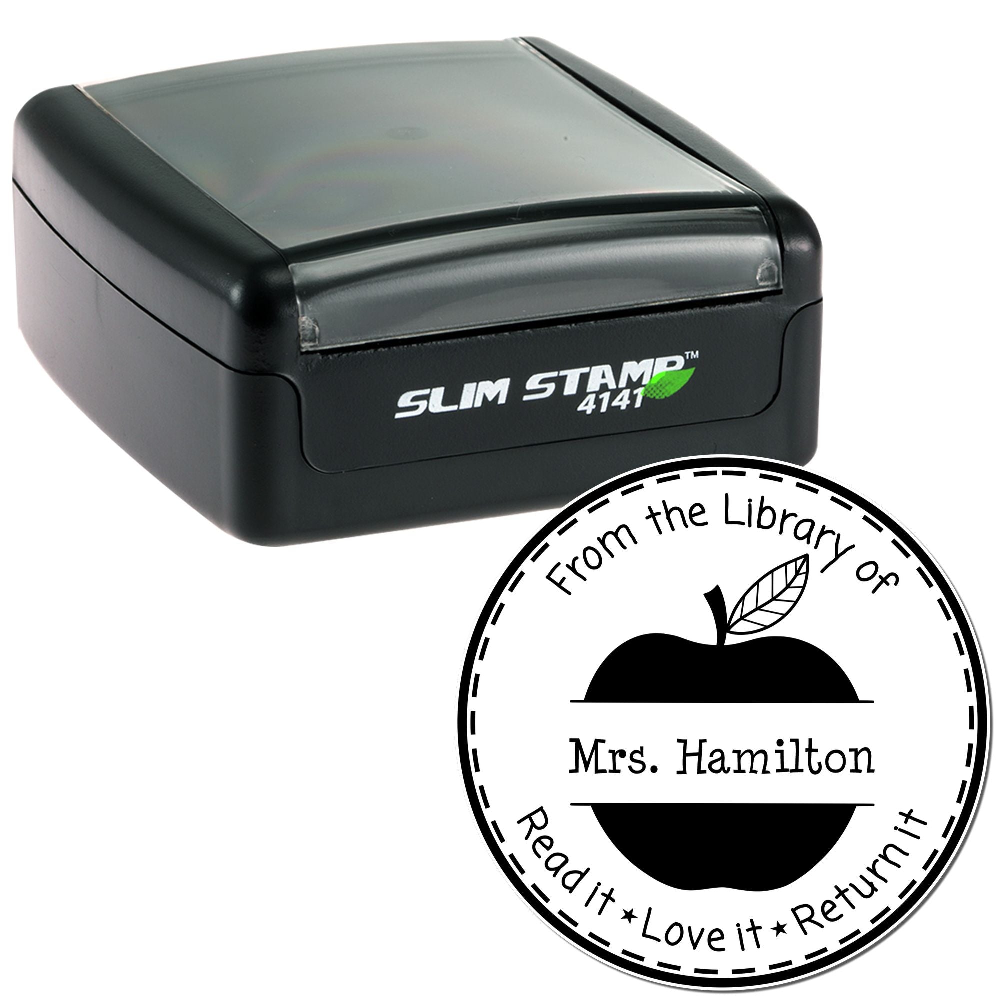 Pre-Inked Solid Apple Teacher Library Return Stamp - Engineer Seal Stamps