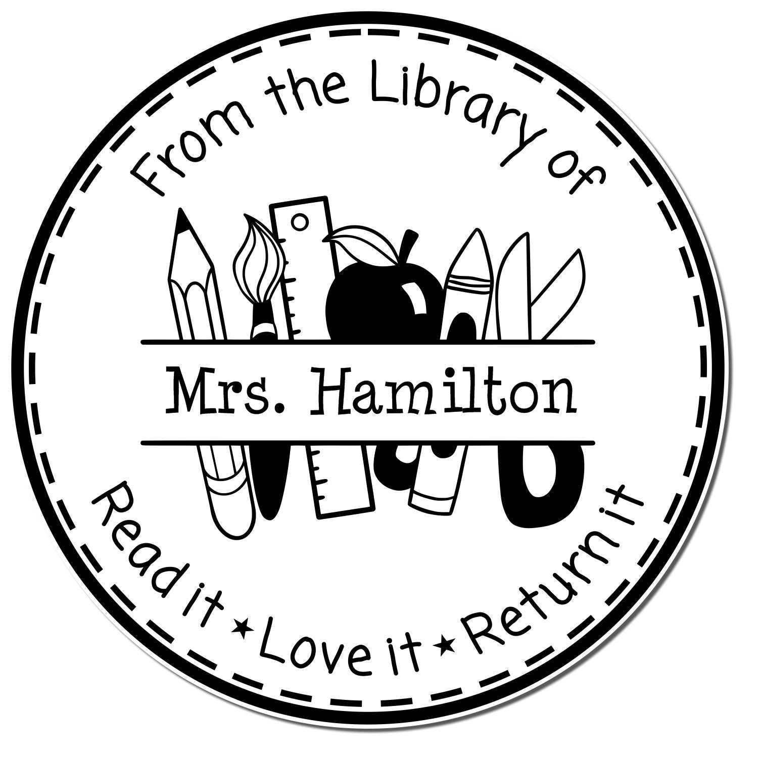 Art Supplies Self-Inking Custom Elementary Classroom Library Stamp - Engineer Seal Stamps