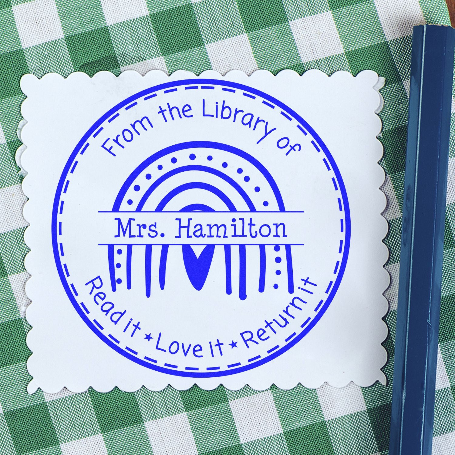 Boho Rainbow Customized Book Return For Teacher Stamp - Engineer Seal Stamps