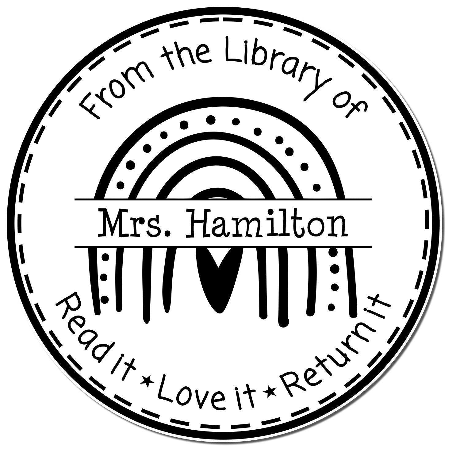 Boho Rainbow Self-Inking Custom Teacher Book Identity Stamp - Engineer Seal Stamps