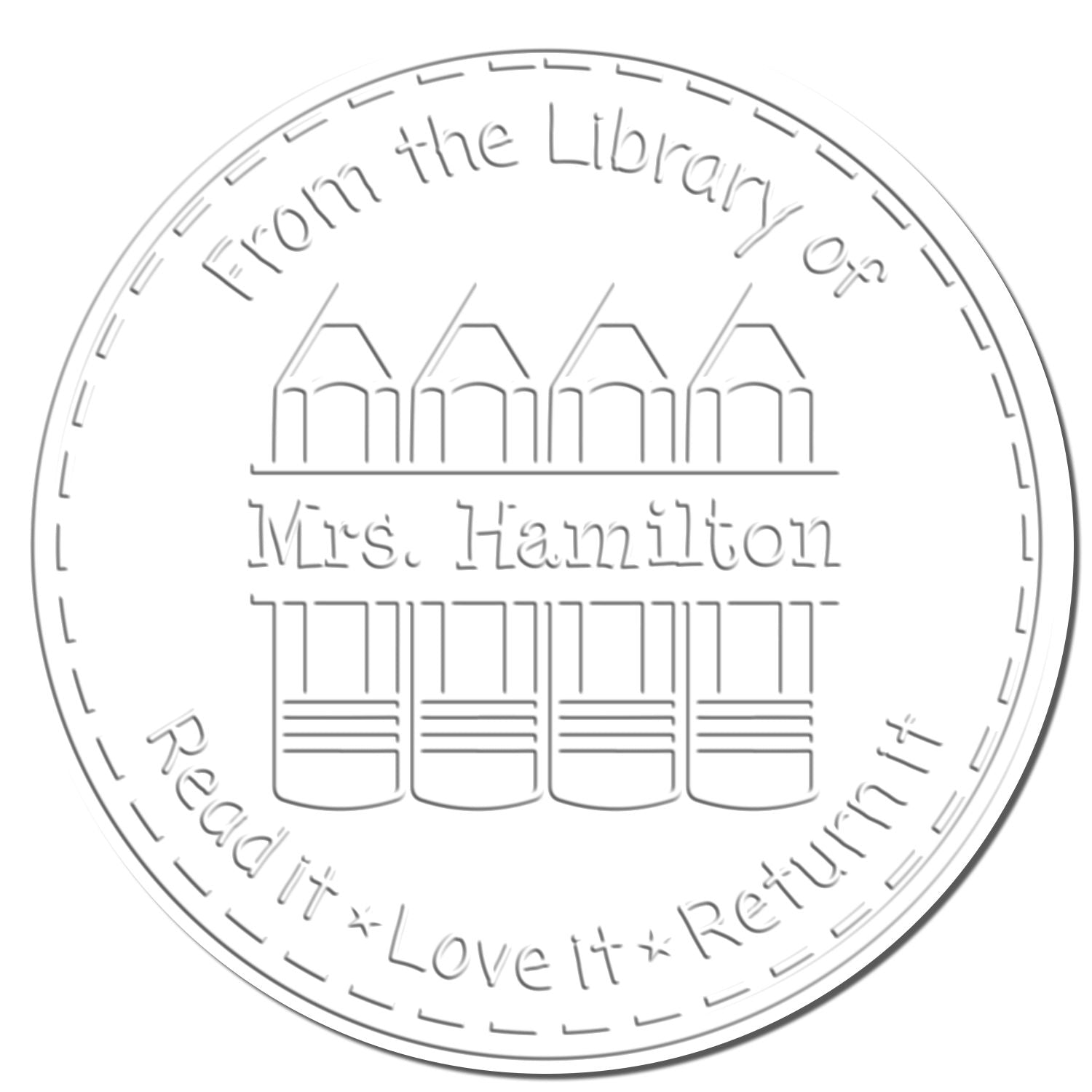 Hybrid Four Pencils Personalized Educator's Personal Library Embosser - Engineer Seal Stamps