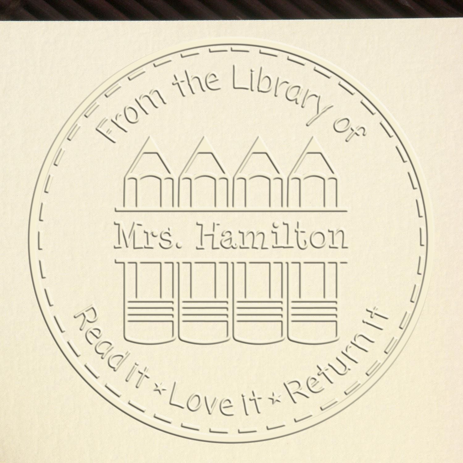 Four Pencils Soft Customized Teacher Name Ink Embosser - Engineer Seal Stamps