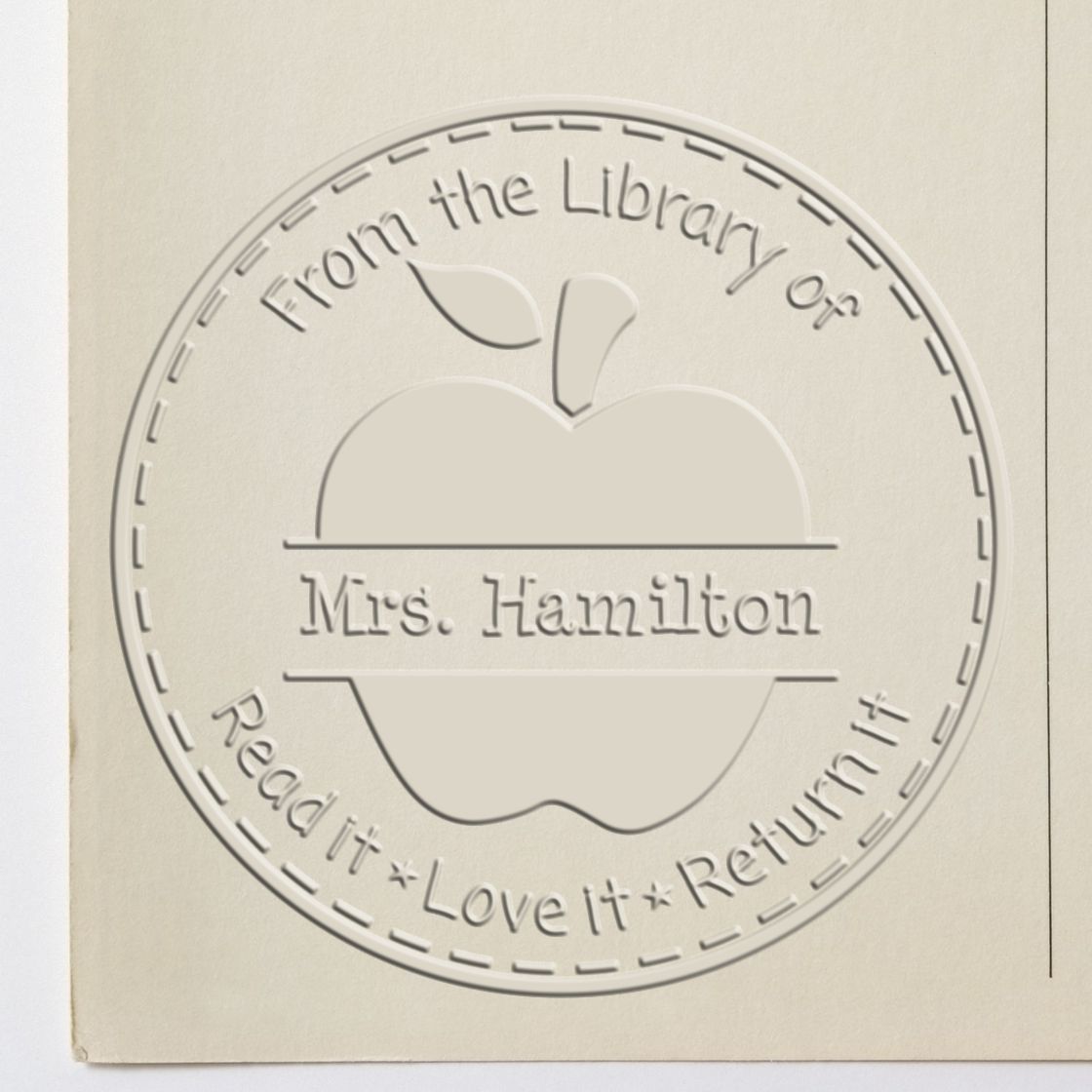 Handheld Solid Apple Customized Teacher Name Ink Seal