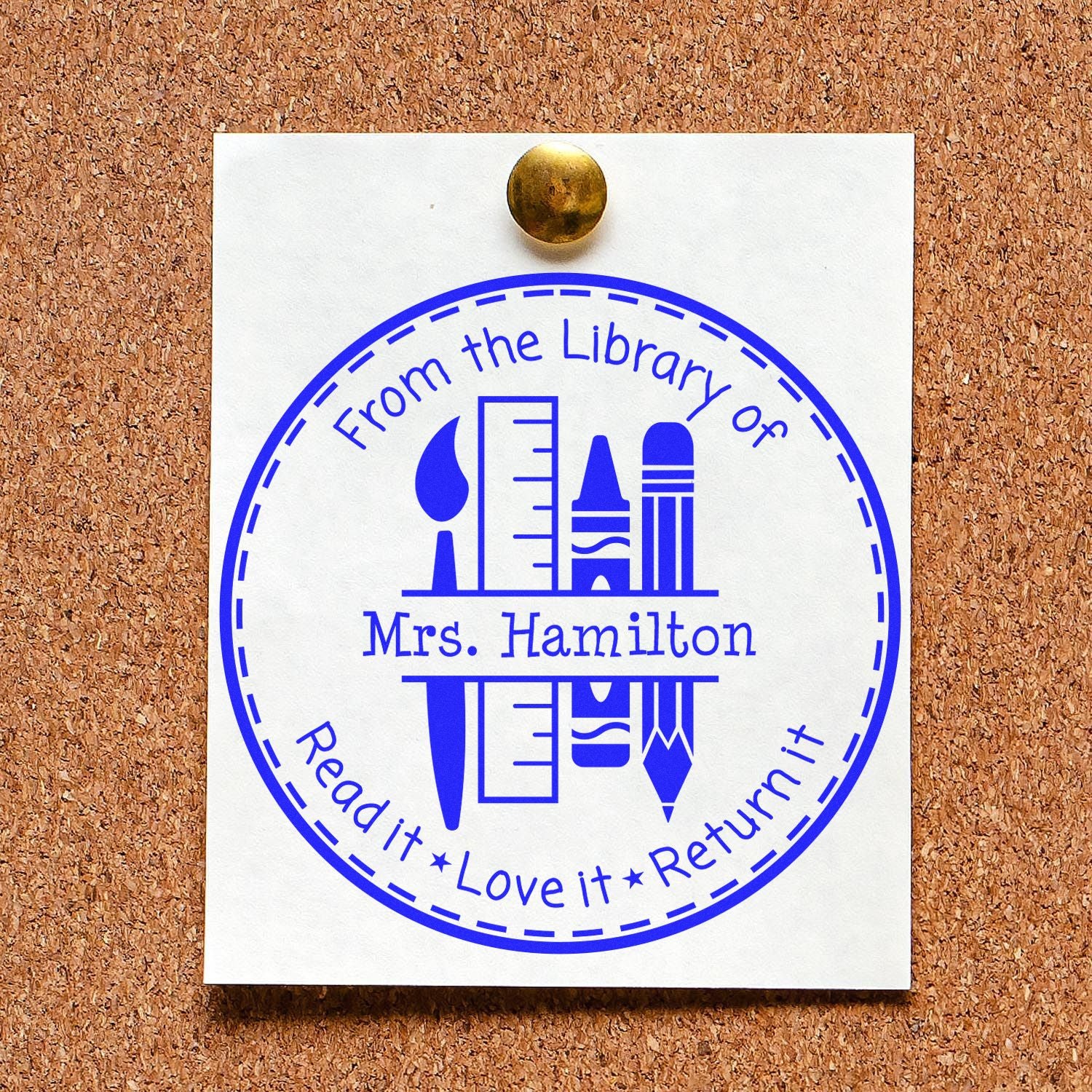 Pre-Inked Art Tools Customized Library With Teacher's Name Stamp - Engineer Seal Stamps