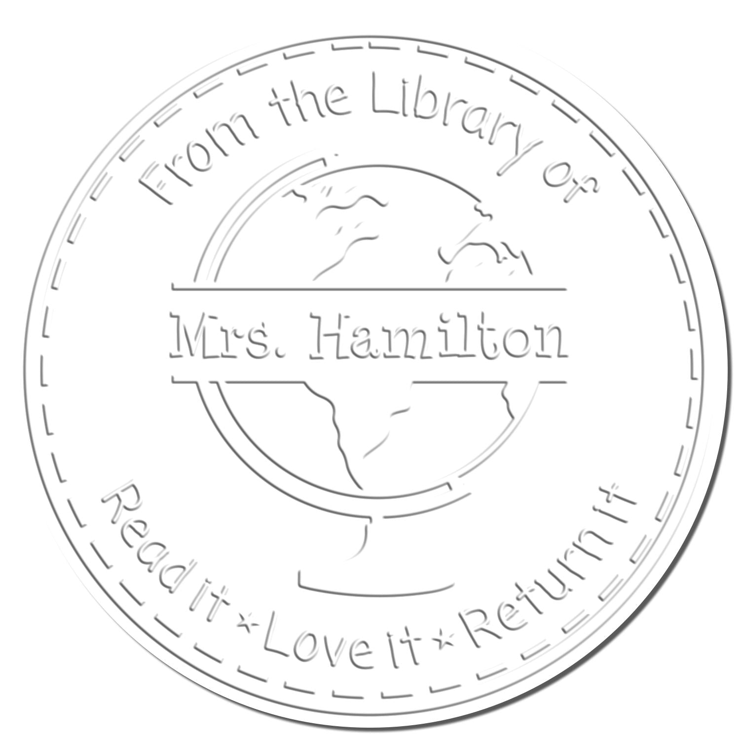 Desk Globe Personalized Teacher Library Seal - Engineer Seal Stamps