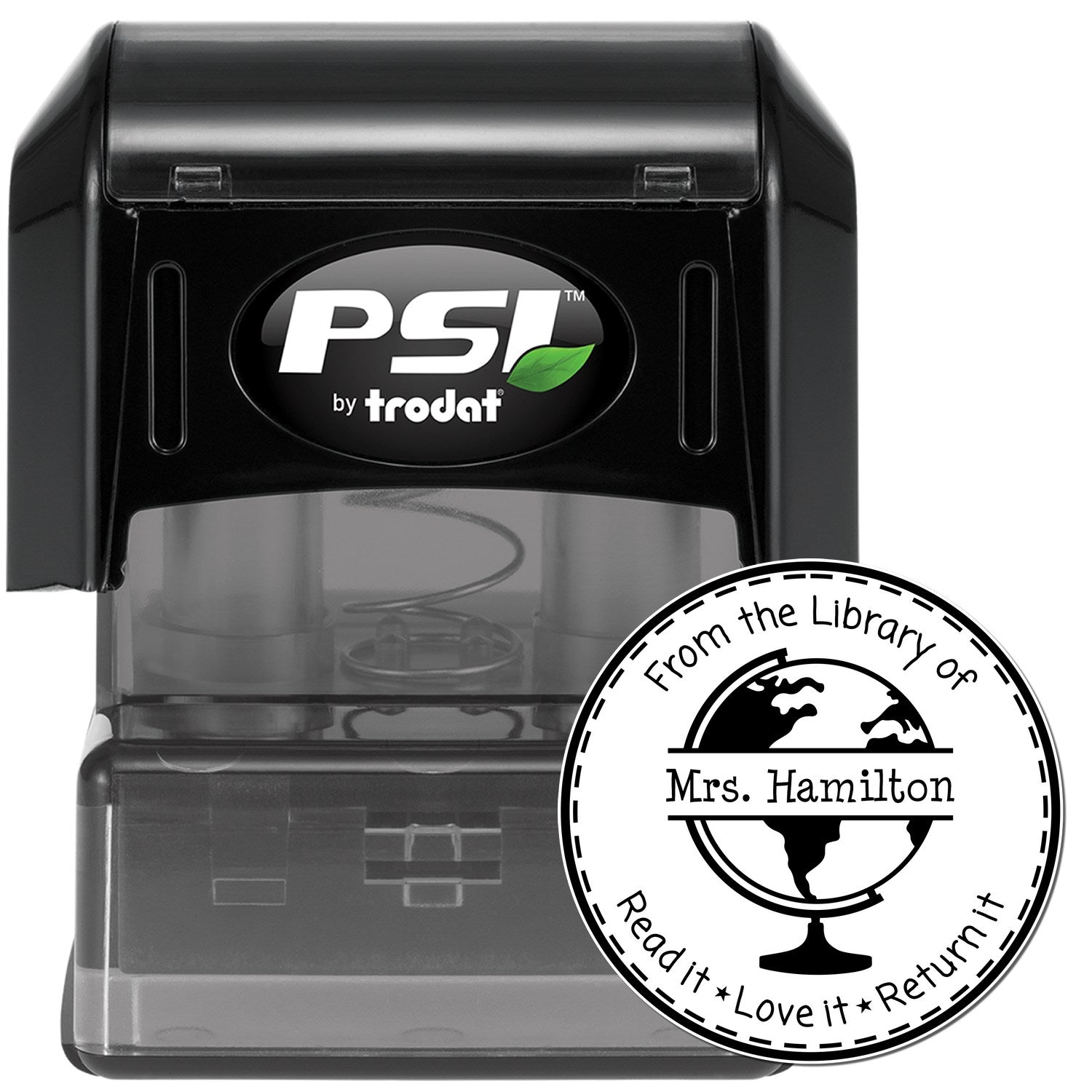 Globe PSI Pre-Inked Personalizable Teacher Recognition Stamp - Engineer Seal Stamps