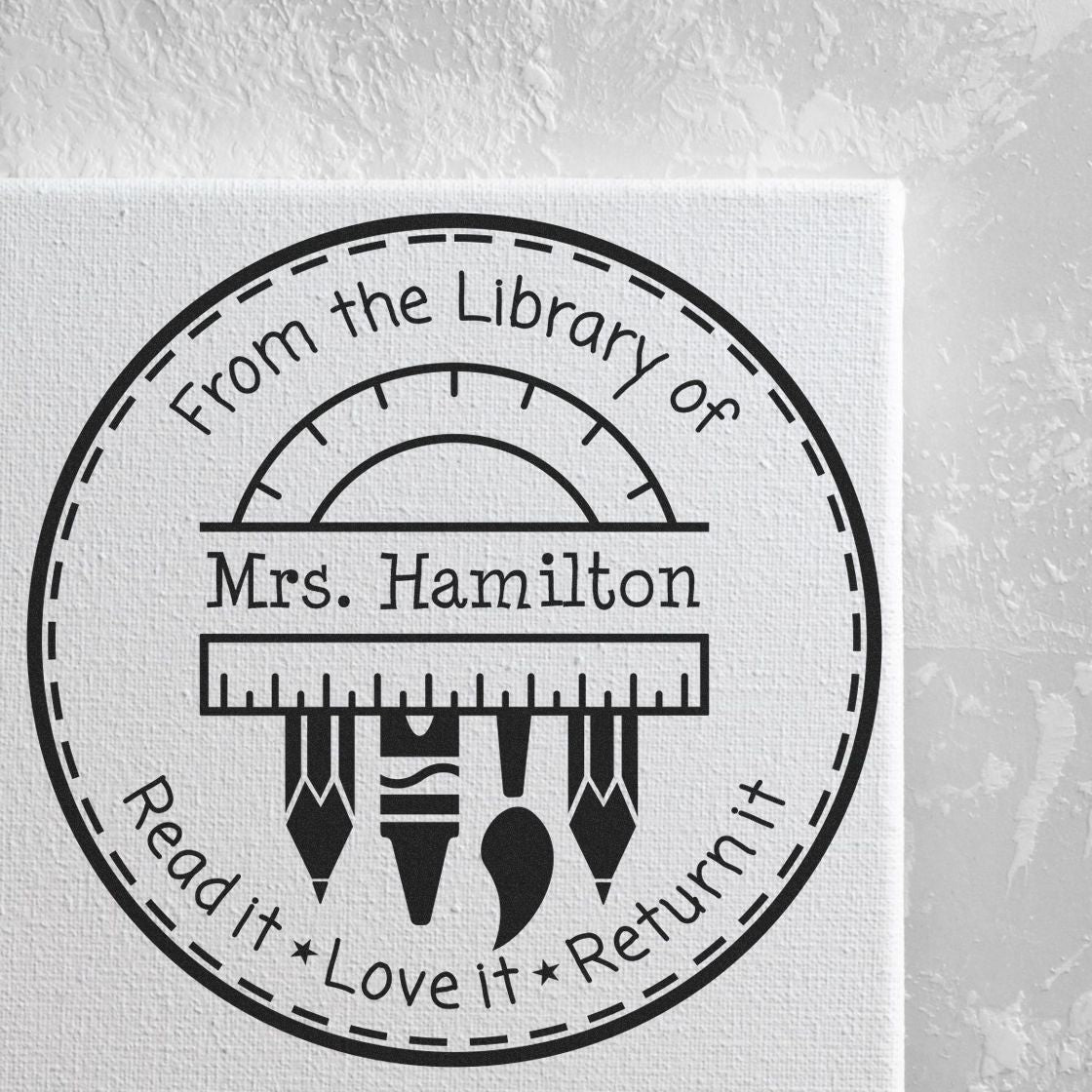Protractor Customized Library Book For Teachers Stamp