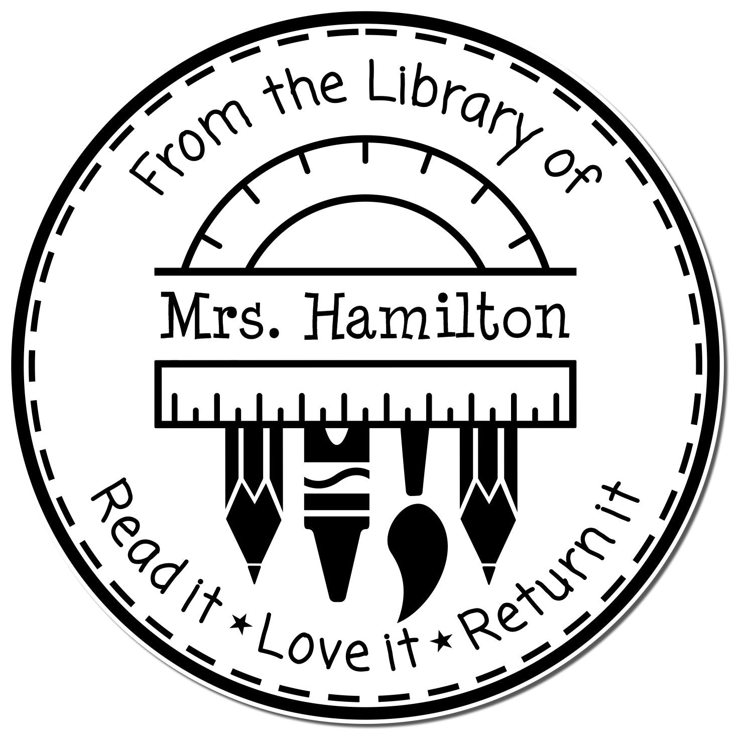 Pre-Inked Protractor Customized Teacher Bookplate Stamp - Engineer Seal Stamps