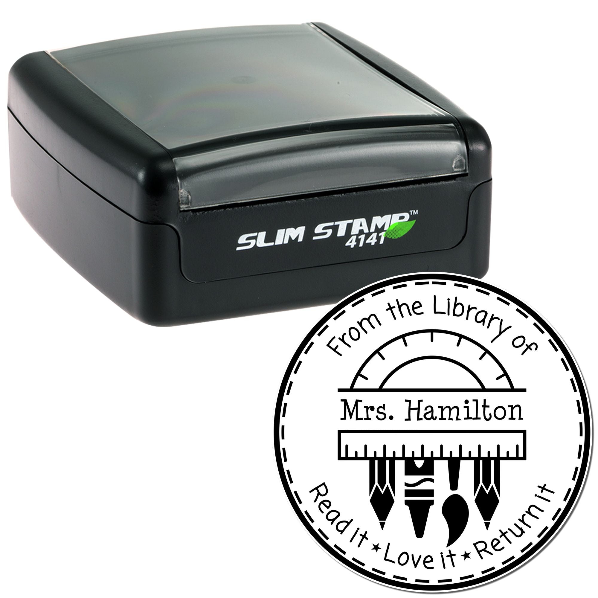 Pre-Inked Protractor Customized Teacher Bookplate Stamp - Engineer Seal Stamps