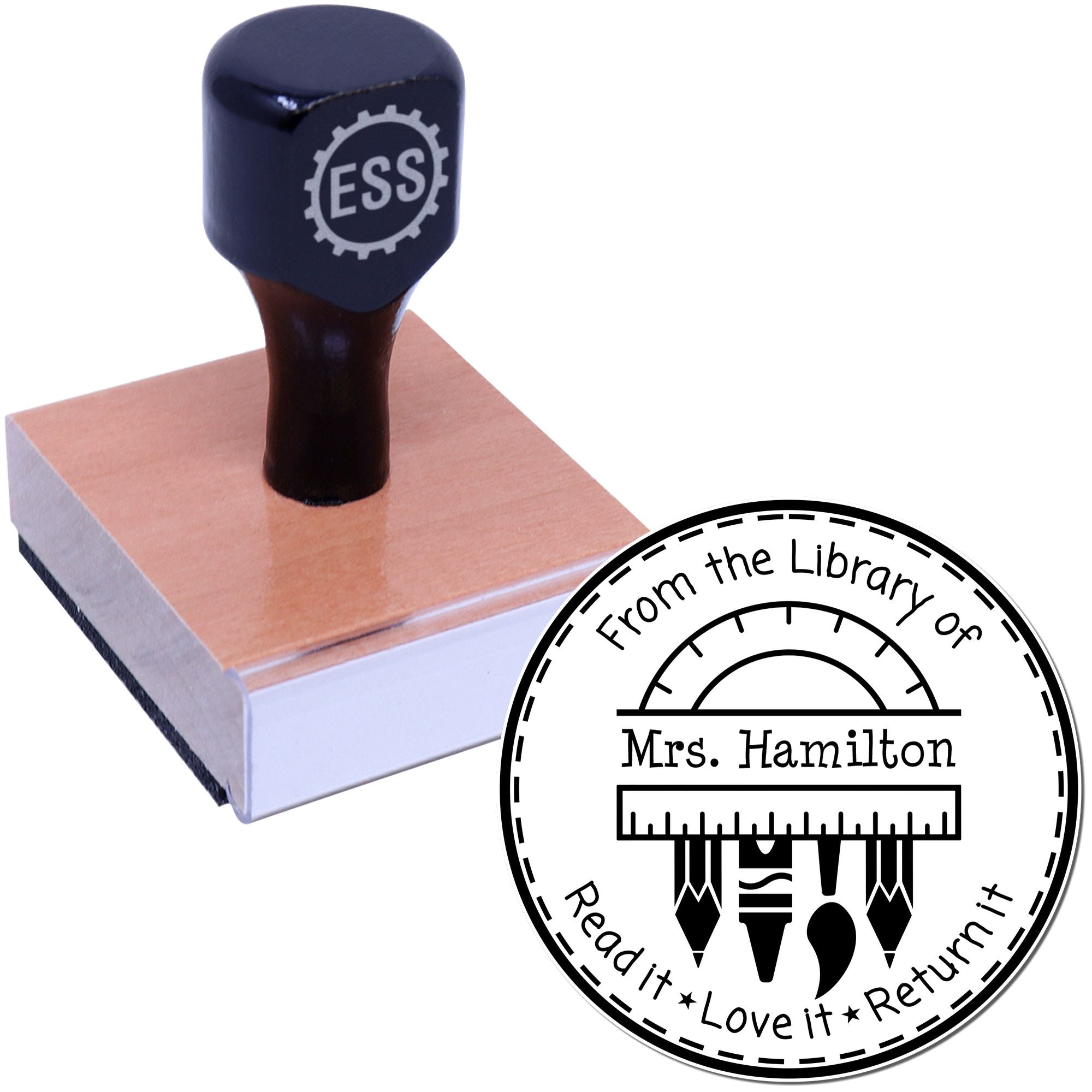 Protractor Customized Library Book For Teachers Stamp