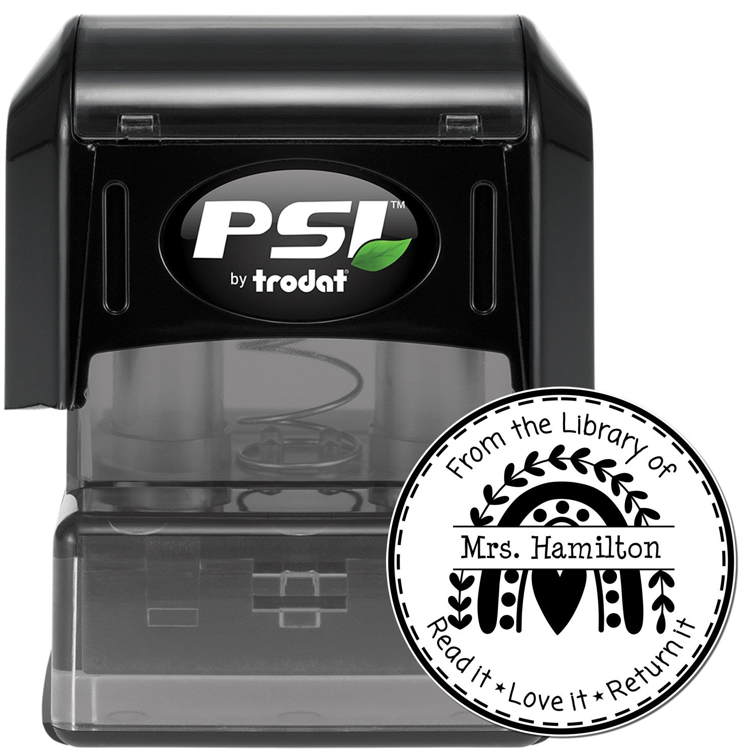 Heart Rainbow PSI Pre-Inked Personalizable Teacher Appreciation Gift Idea Stamp - Engineer Seal Stamps