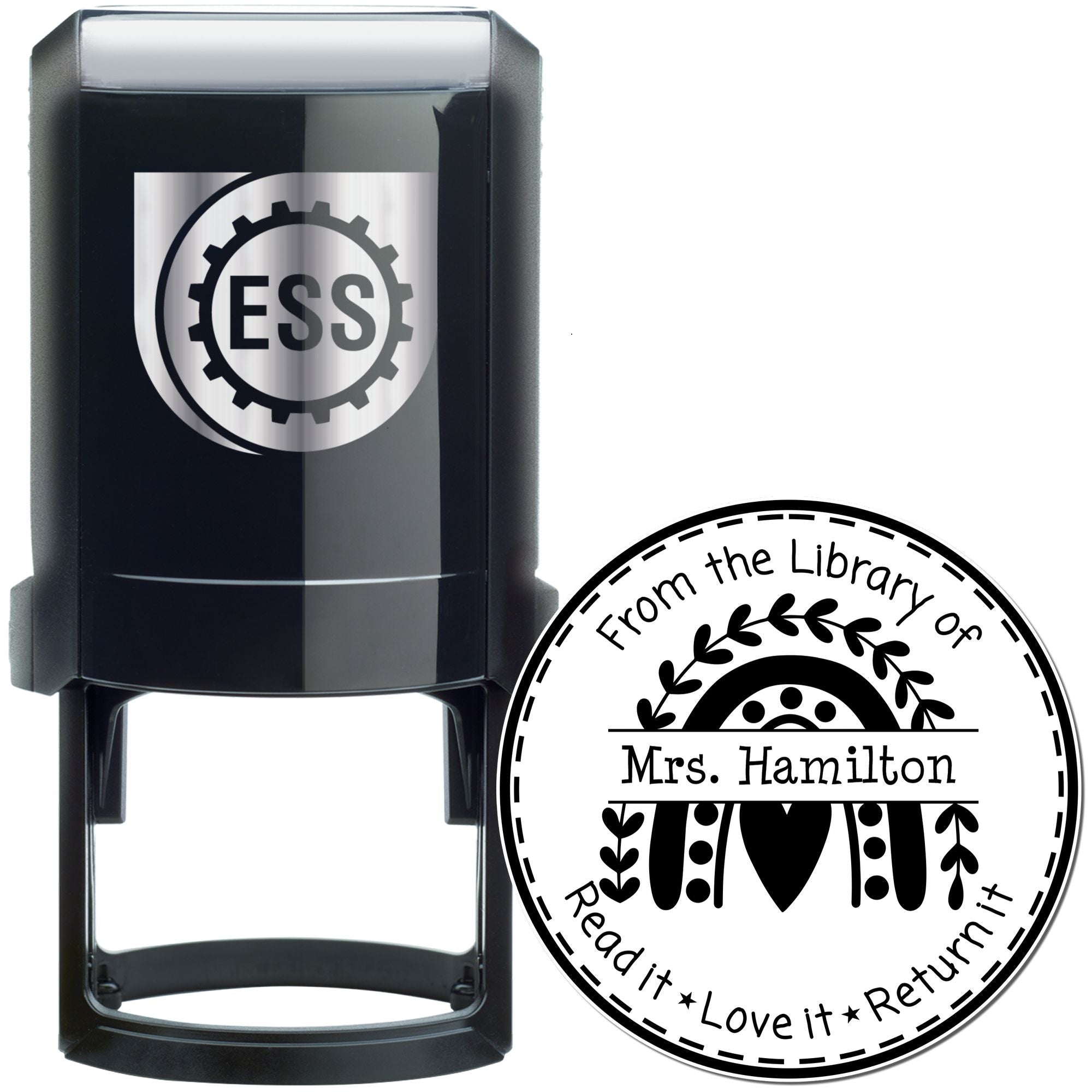 Heart Rainbow Self-Inking Custom Teacher Book Ownership Stamp - Engineer Seal Stamps