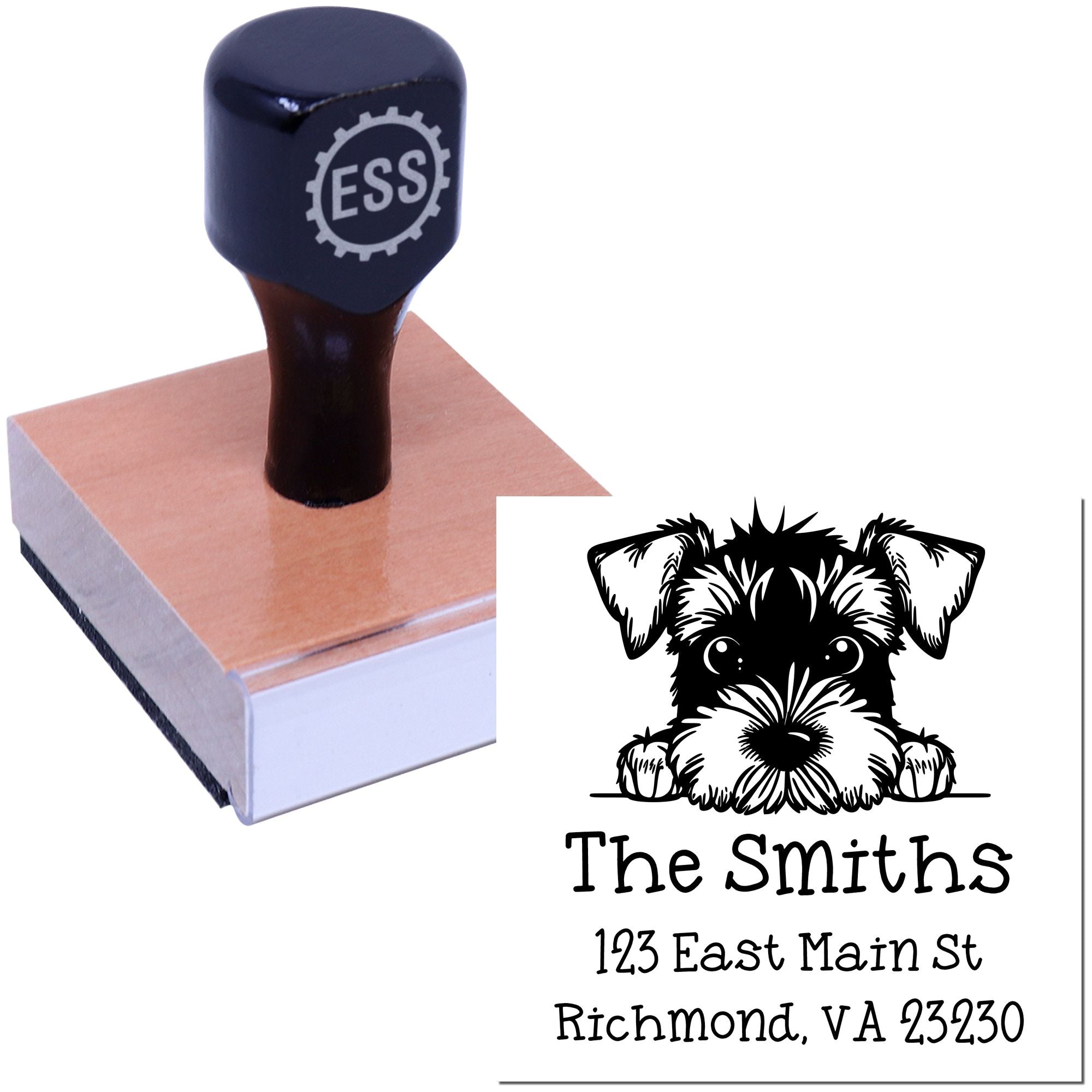 Wood Handle Airedale Terrier Puppy Custom Address Stamp - Engineer Seal Stamps
