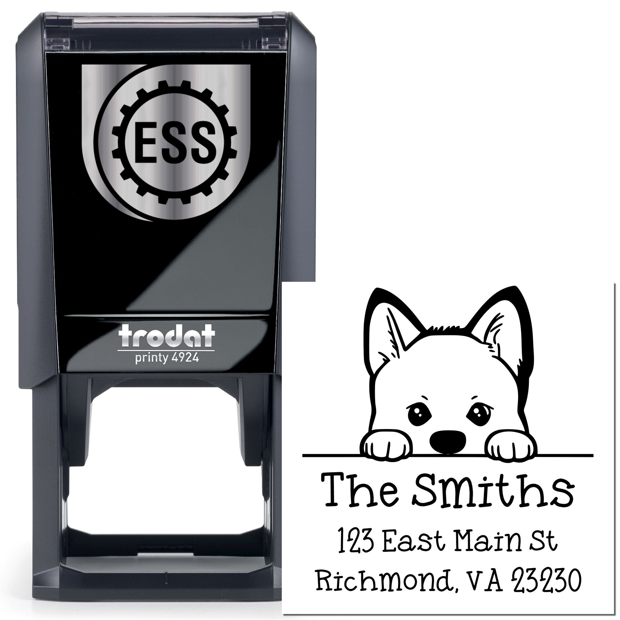 Self-Inking Akita Peeking Puppy Address Stamp - Engineer Seal Stamps