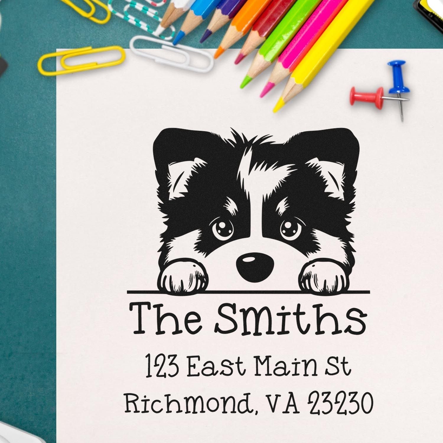 PSI Pre-Inked Alaskan Malamute Puppy Dog Personalized Address Stamp - Engineer Seal Stamps